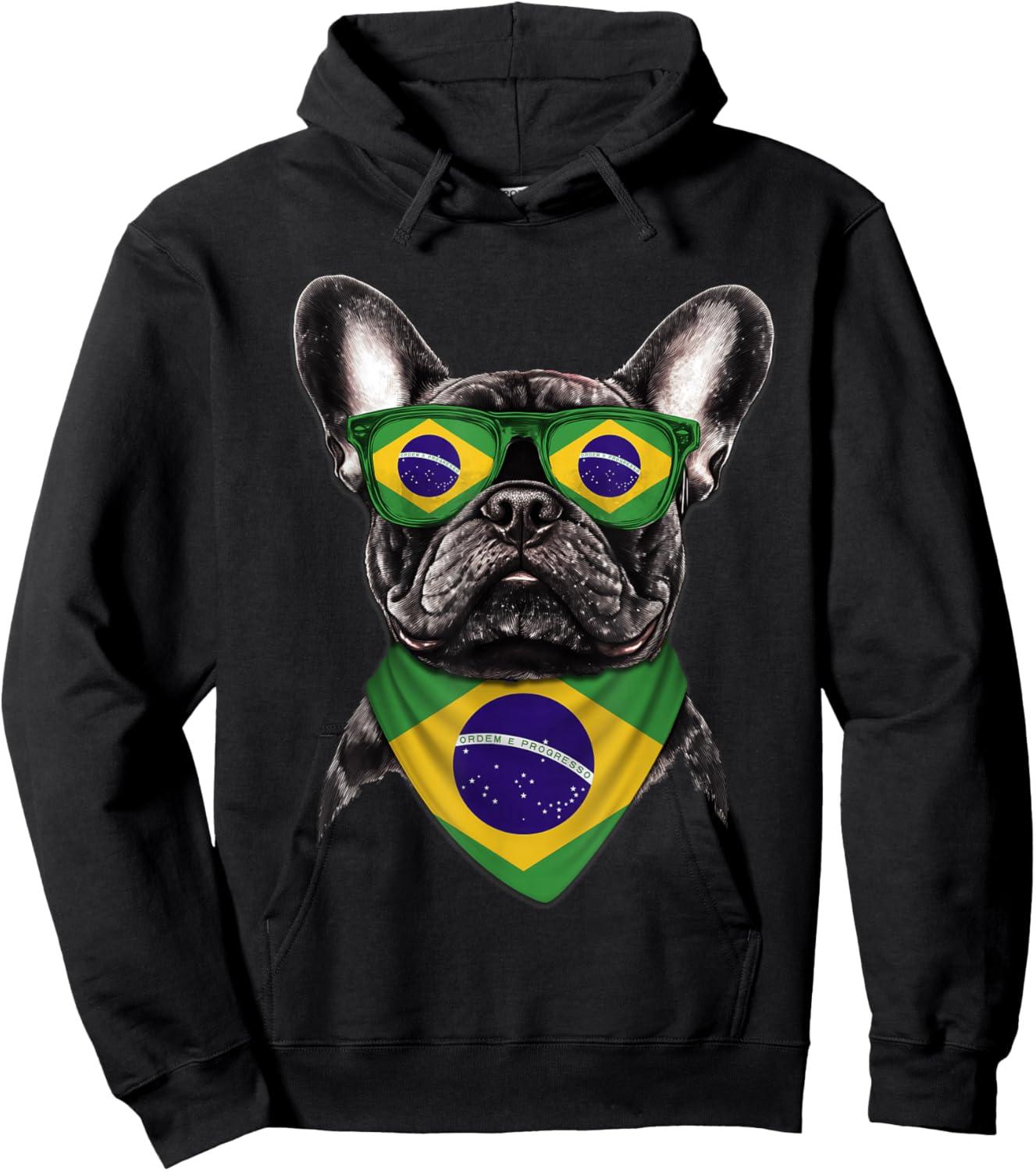 Brazilian Flag American French Bulldog Heritage Brazil Hoodie - Hoodie | Black