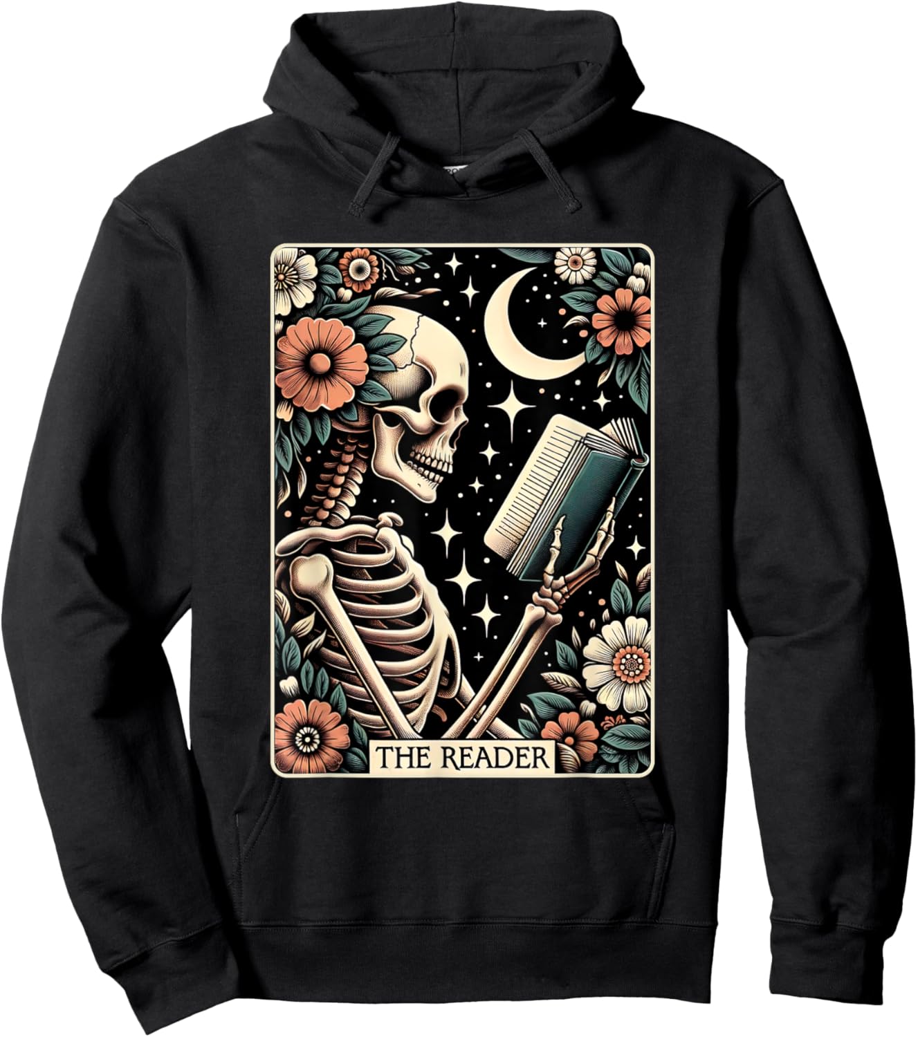 The Reader Tarot Card Skeleton Reading Book Bookworm Bookish Hoodie - Hoodie | Black