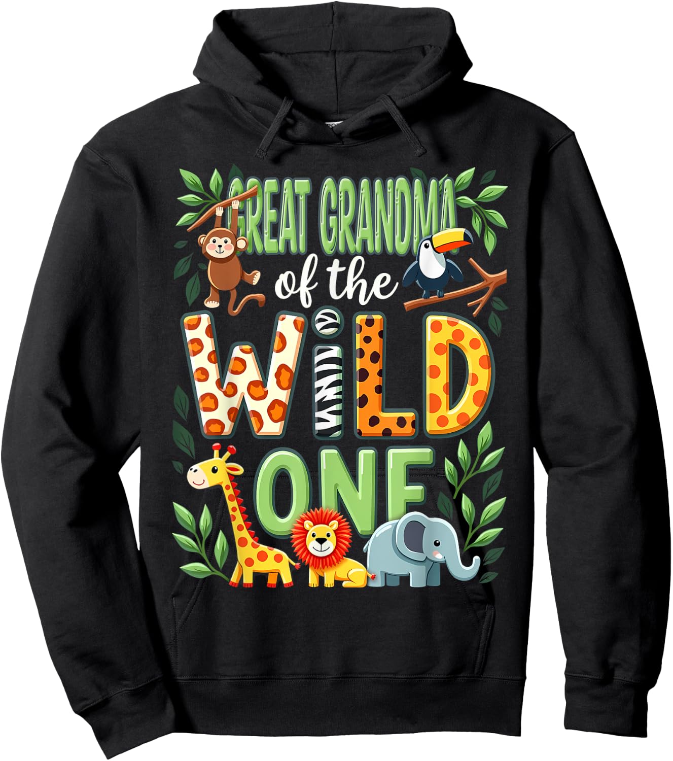 1st Birthday Safari Zoo Great Grandma Of The Wild One Hoodie - Hoodie | Black