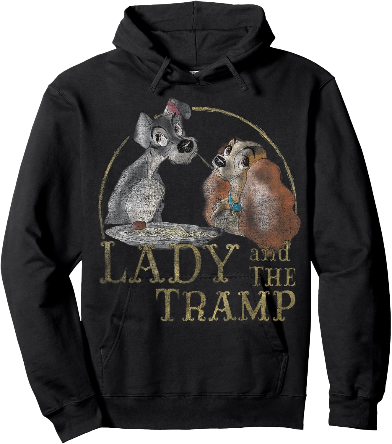 Disney The Lady and The Tramp Eating Spaghetti Hoodie - Hoodie | Black