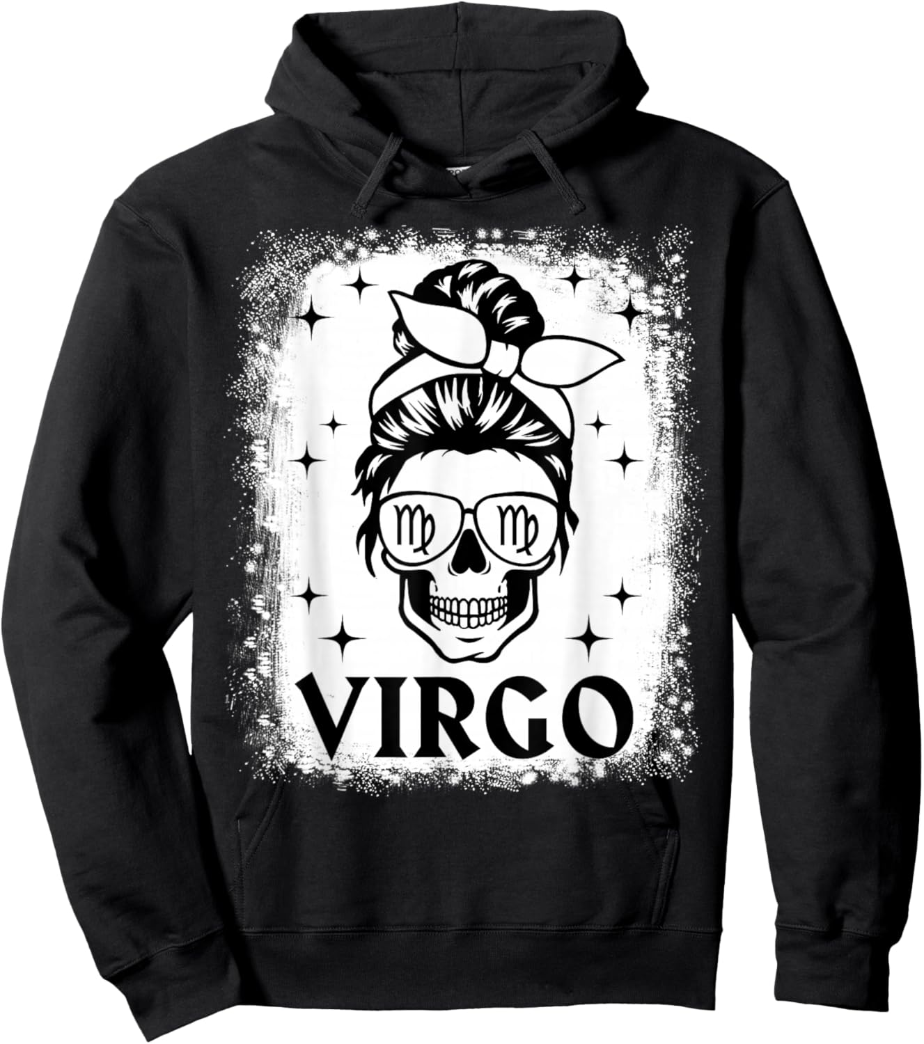 Virgo Girl Woman Messy Bun Skull Gothic Zodiac Sign Hoodie - Hoodie | Black