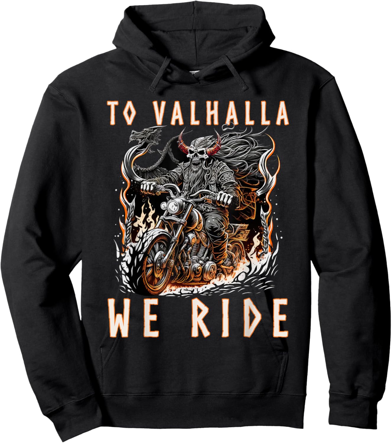 To Valhalla We Ride Biker Viking Hoodie - Hoodie | Black