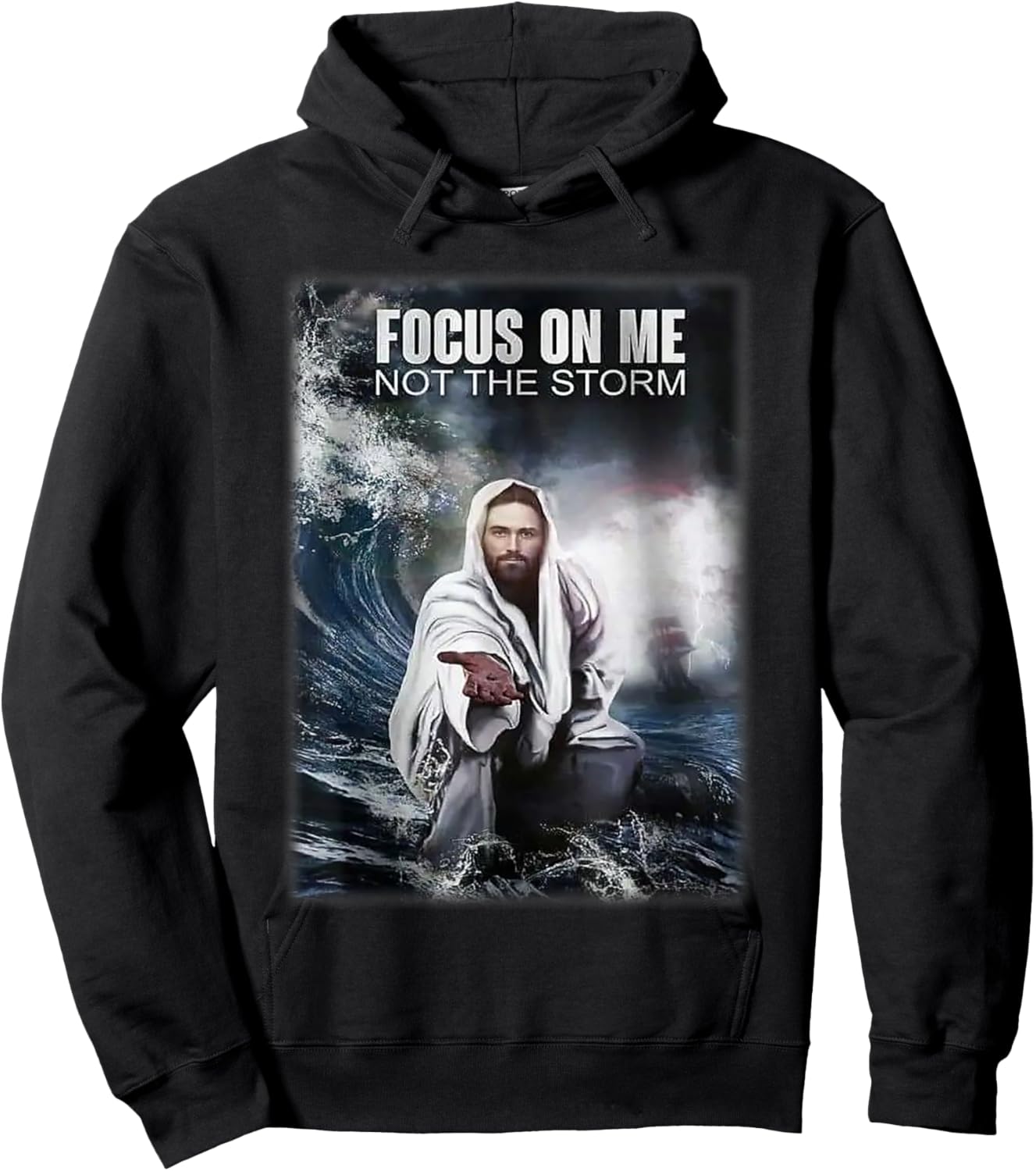 Focos on me not the storm Jesus Hoodie - Hoodie | Black