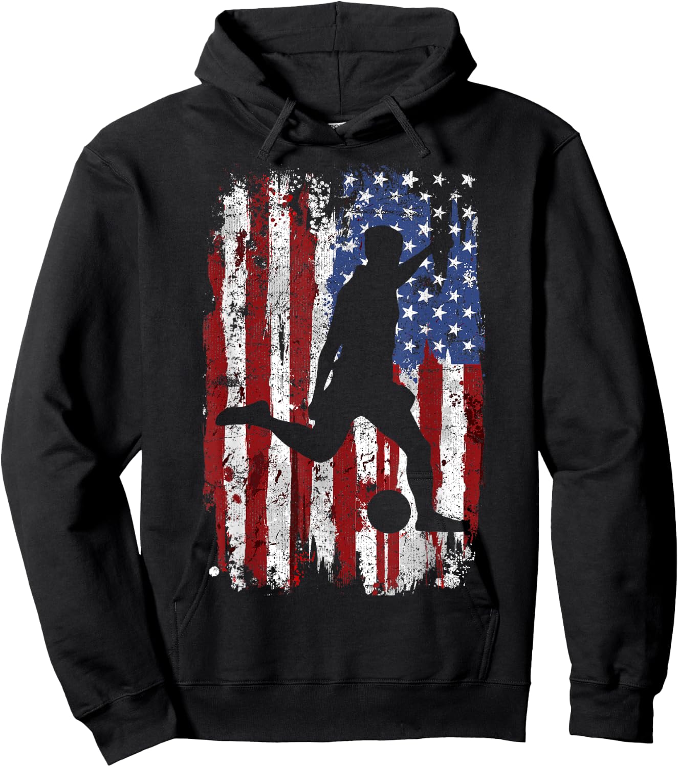 Soccer Vintage USA Flag Hoodie - Hoodie | Black