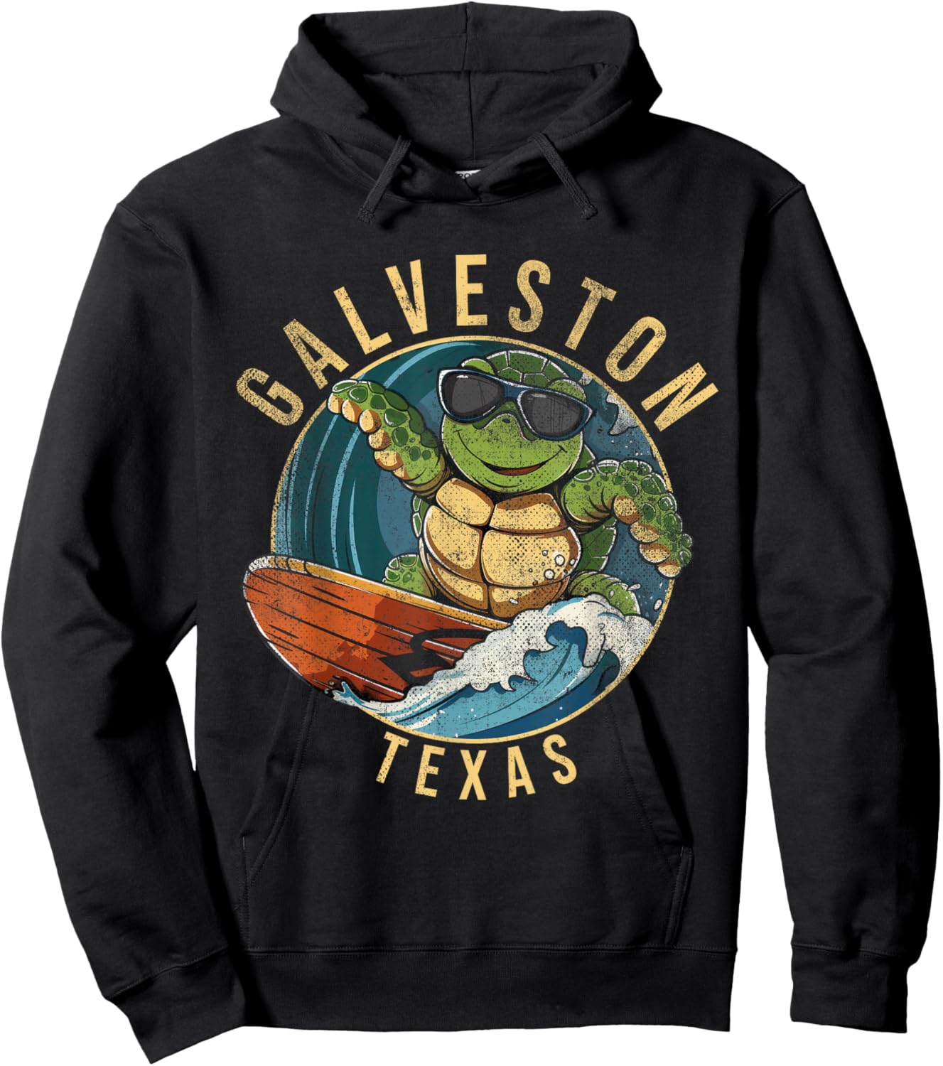 Galveston Texas TX | surfing turtle Hoodie - Hoodie | Black