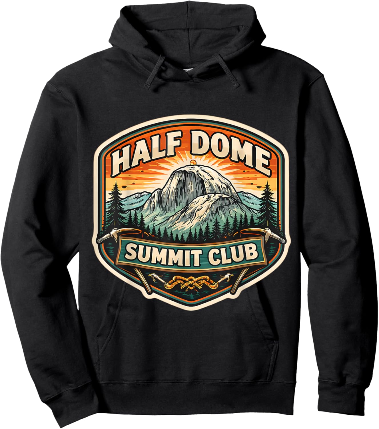Half Dome Summit Club Mountain Peak Climber Climbing Hiking Hoodie - Hoodie | Black