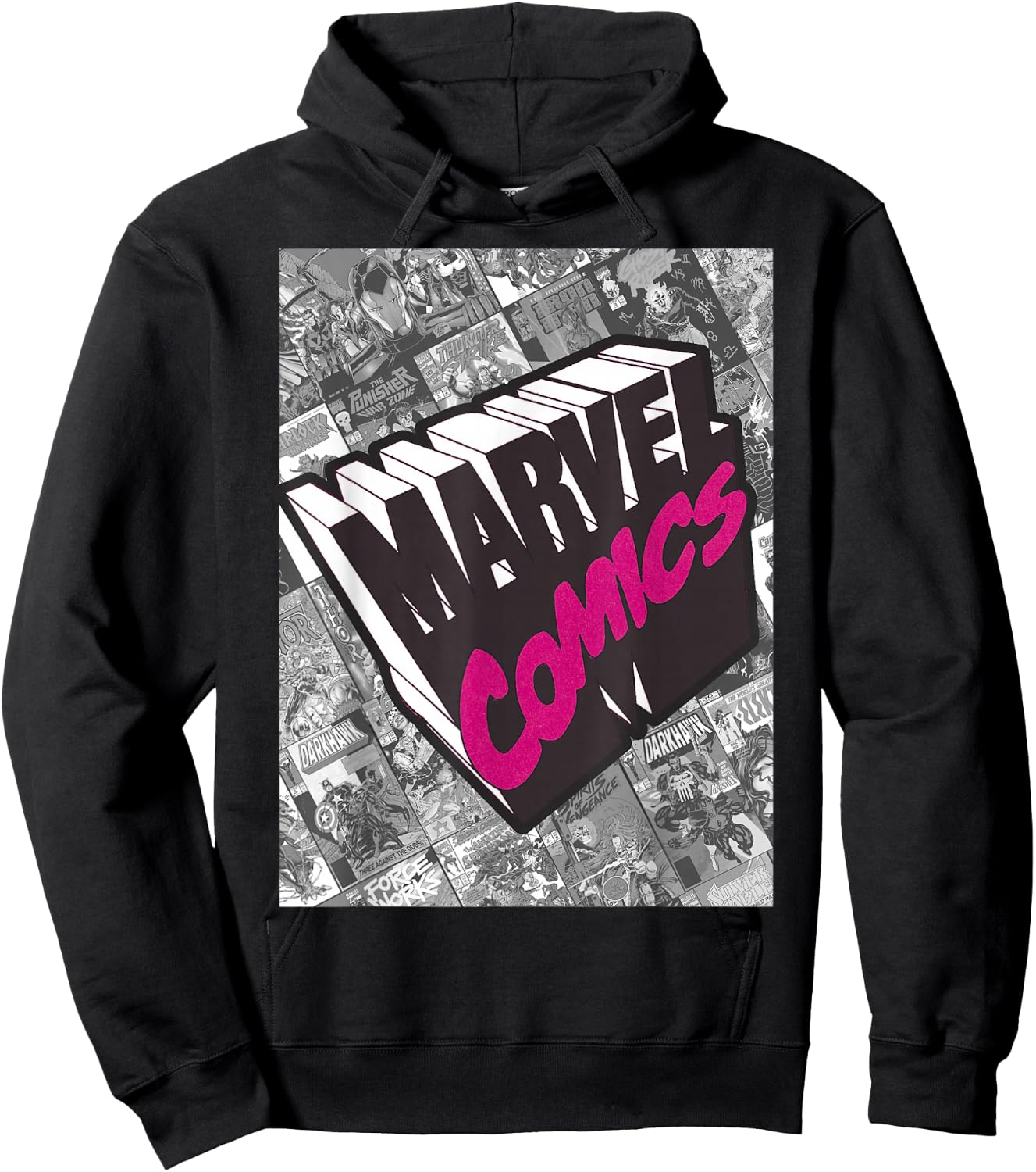 Marvel Comics Logo Comic Book Fill Panel Hoodie - Hoodie | Black