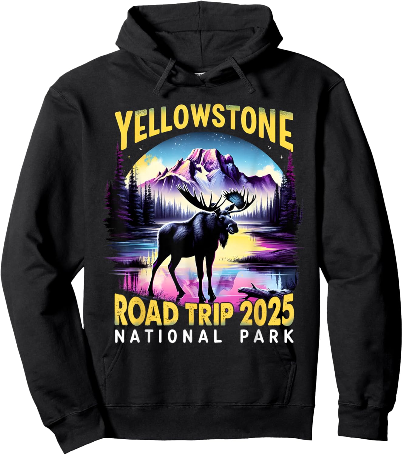 Nature Adventure Souvenir Yellowstone Road Trip 2025 Design Hoodie - Hoodie | Black