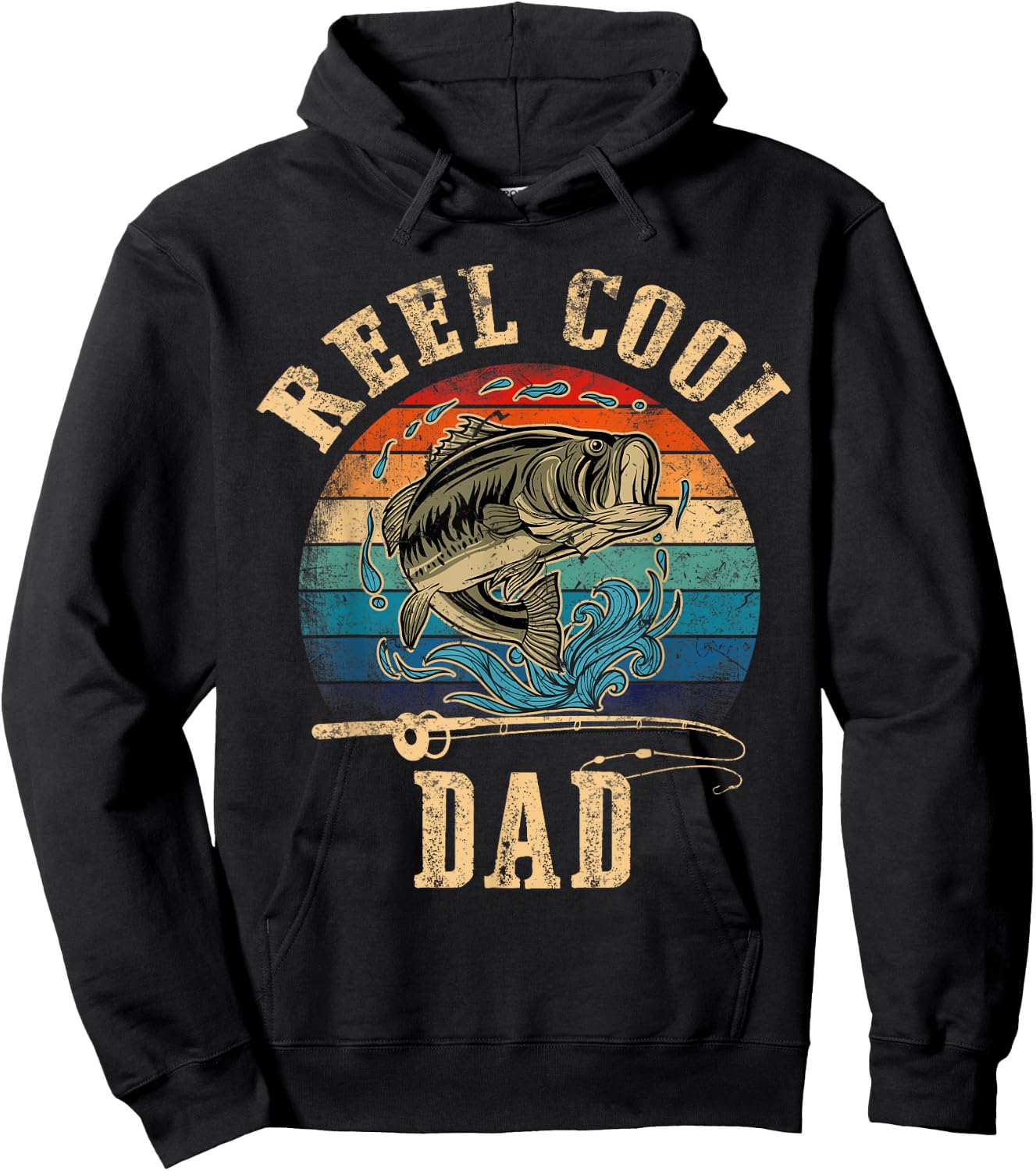 Vintage Reel Cool Dad Fish Fishing Shirt Father's Day Hoodie - Hoodie | Black
