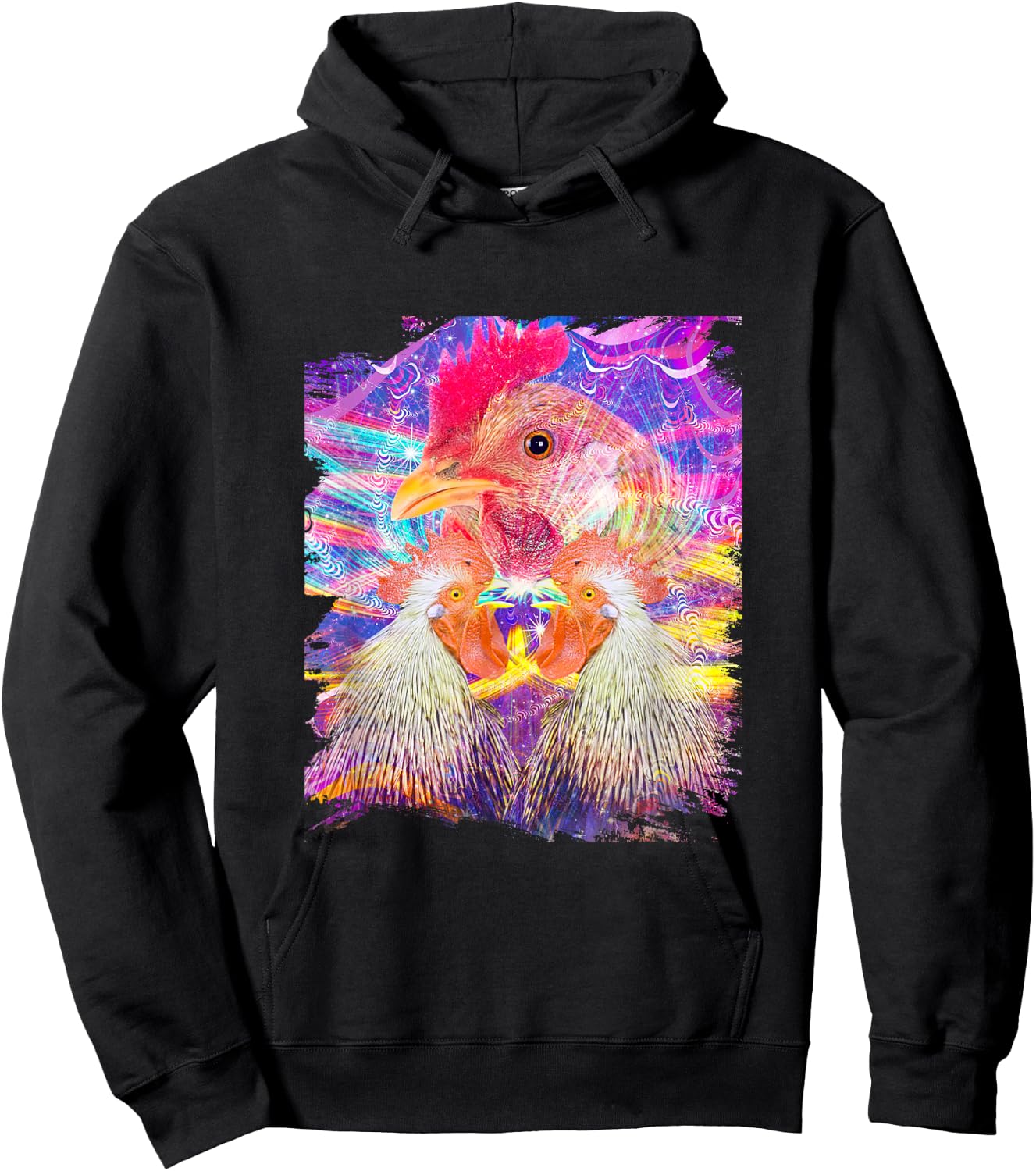 EDM Trippy Chicken Rave Hoodie - Hoodie | Black
