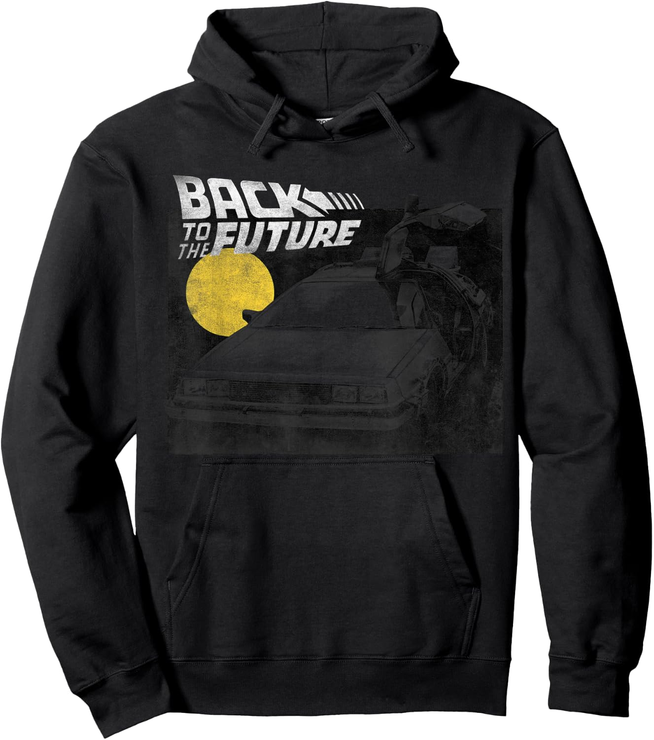 Back To The Future Delorean Fade Portrait Hoodie - Hoodie | Black