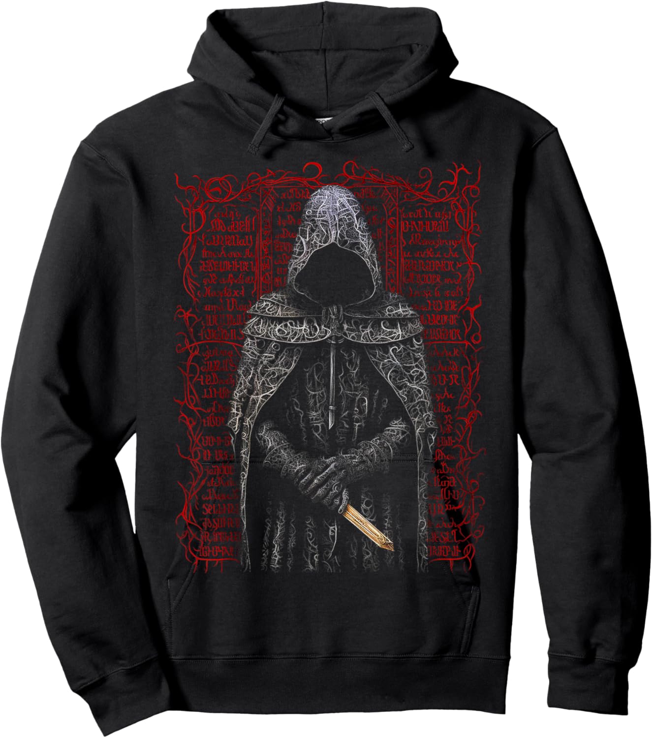 Men Abstract Text Drawing Art Graphic Motif Men Hoodie - Hoodie | Black