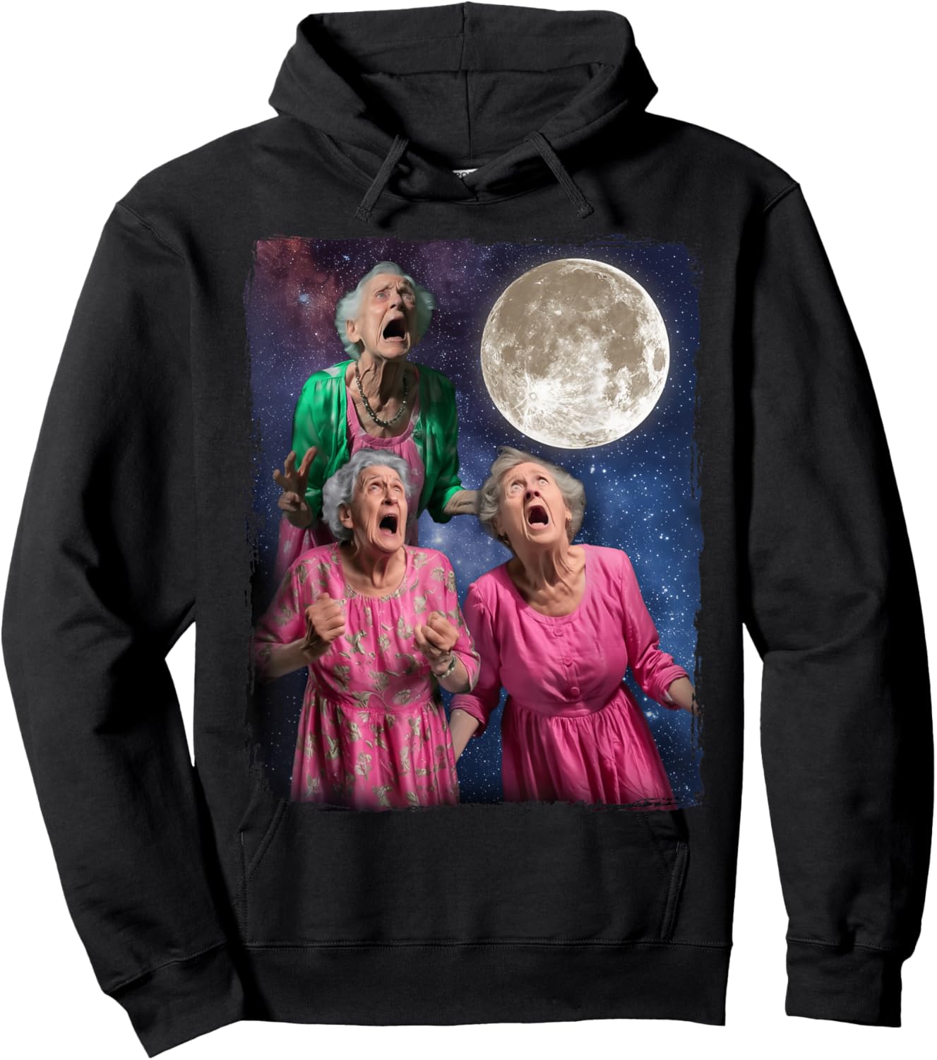 Oma Howls Den Mond an DREI Granny Moon Hoodie - Hoodie | Black