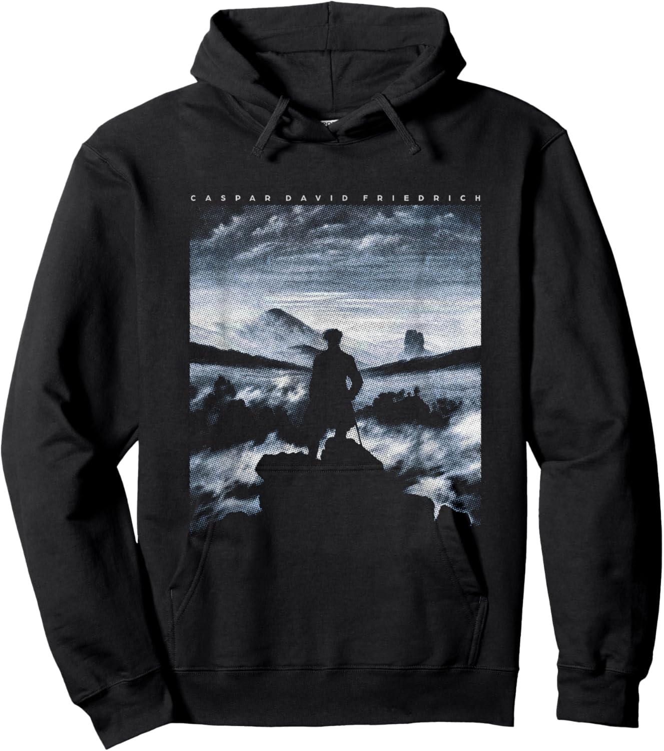 Hiker Wanderer Above Sea of Fog Caspar David Friedrich Hoodie - Hoodie | Black
