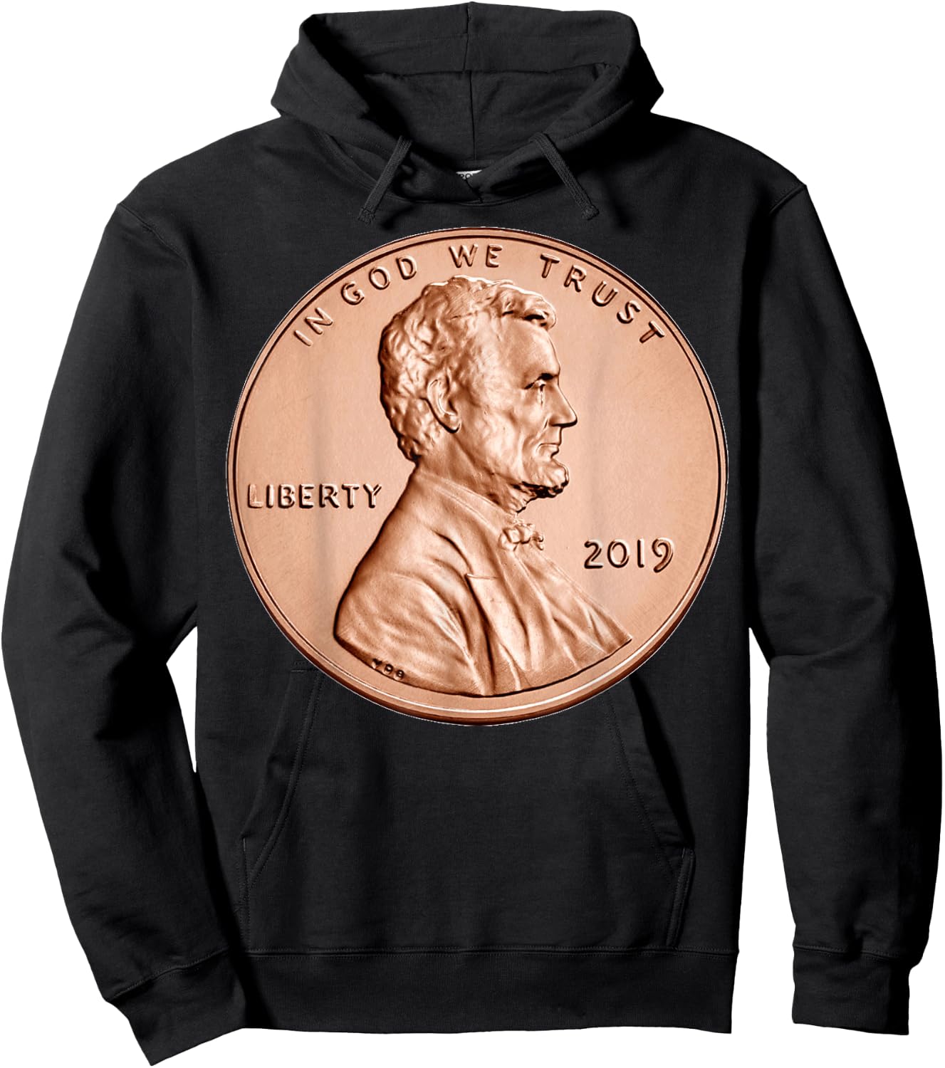 Penny Lincoln USA Coin 1 Cent 2019 America United States USA Hoodie - Hoodie | Black