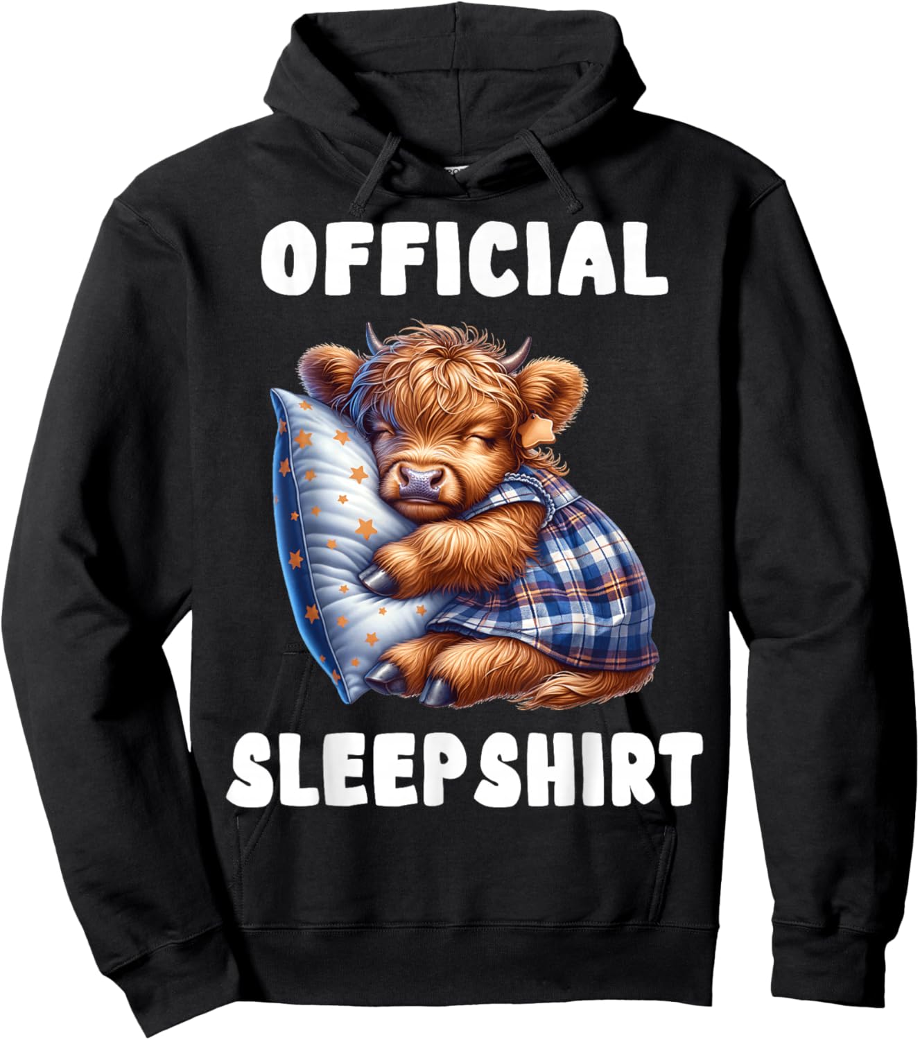 Highland_cow - Official Sleepshirt Pajamas Nightgown Hoodie - Hoodie | Black