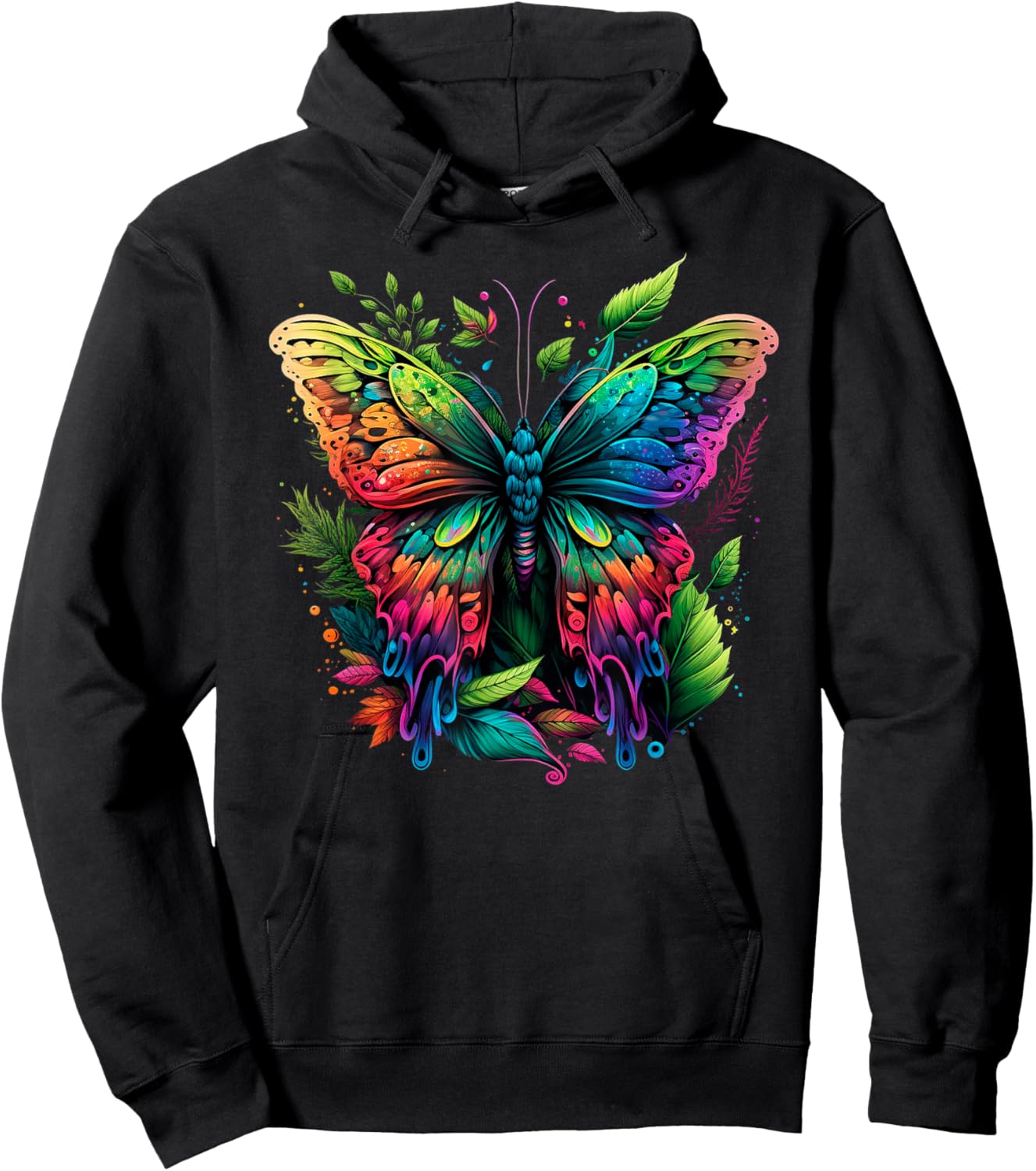 Rainbow Butterfly Colorful Butterfly Lover Girls Hoodie - Hoodie | Black