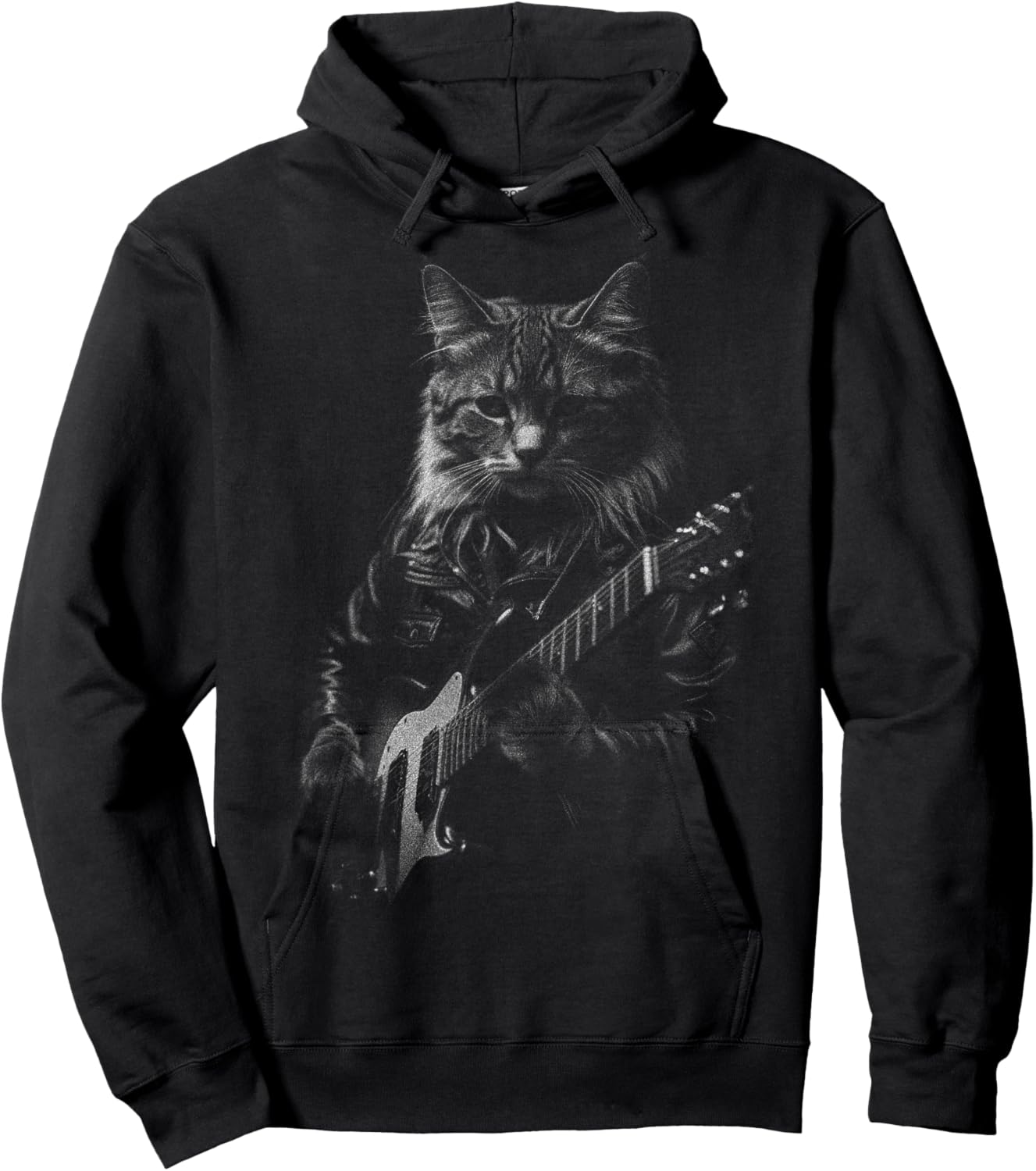 Cat Electric Guitar Hoodie - Hoodie | Black