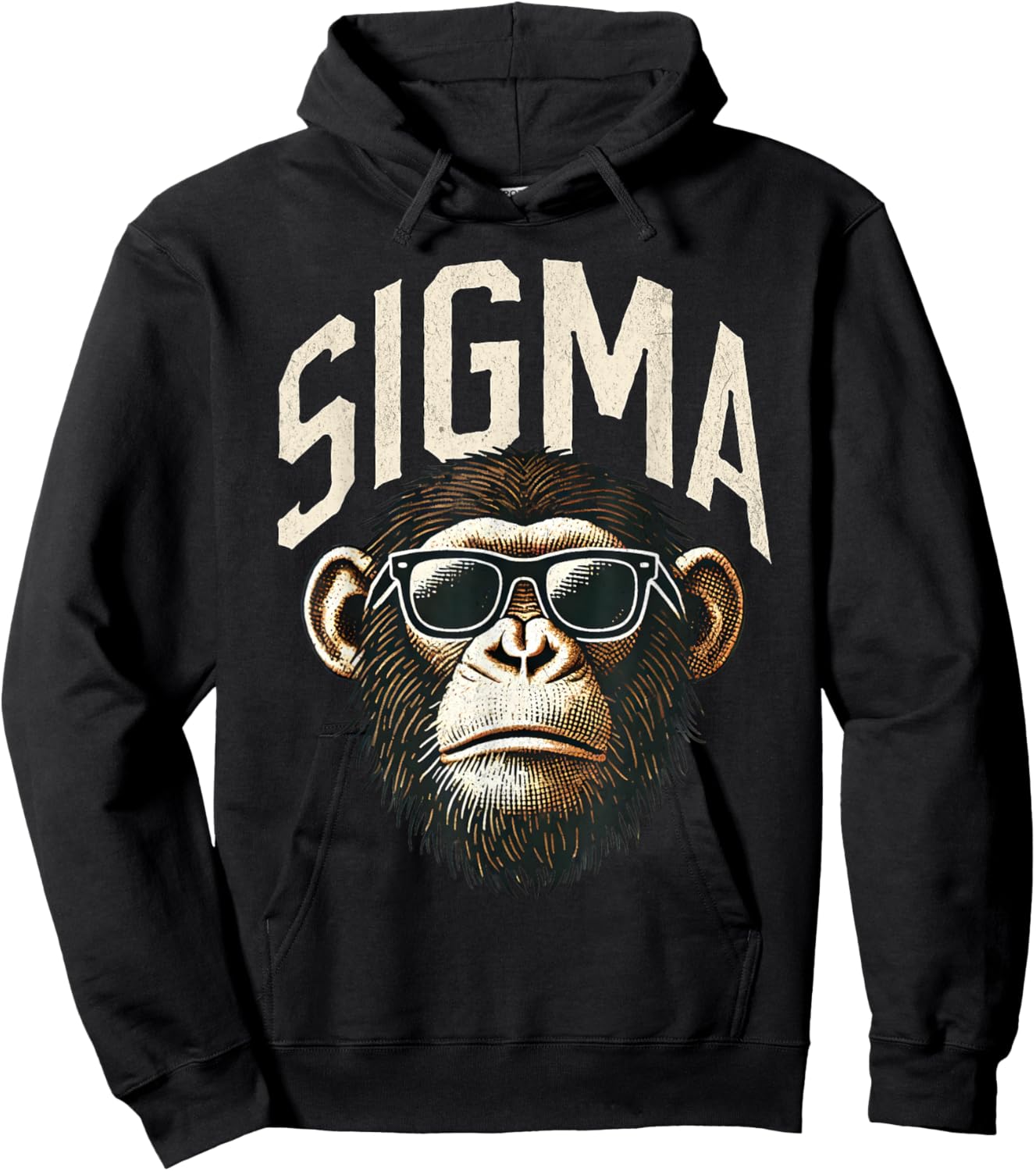 Funny Sigma Monkey Meme Vintage Chimpanzee Kids Boys Teens Hoodie - Hoodie | Black
