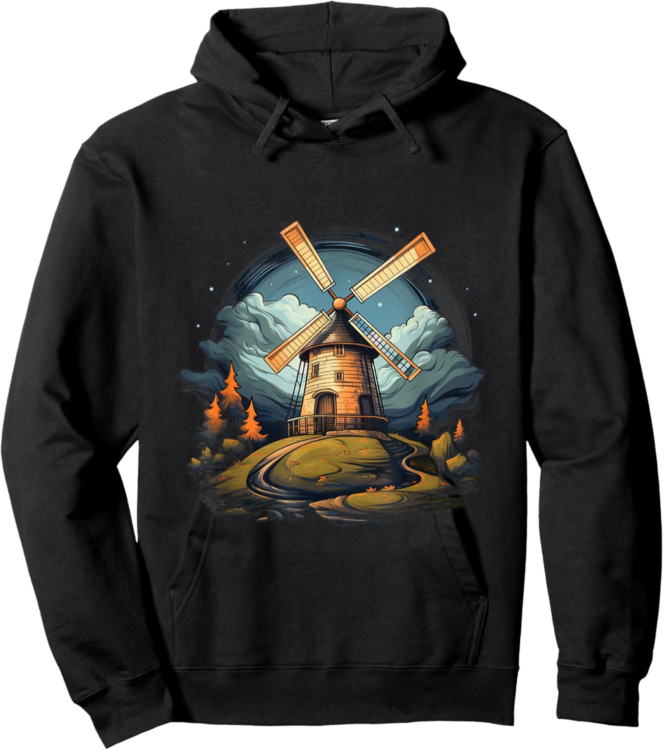 Dutch windmill Dordrecht Netherlands farmland holland travel Hoodie - Hoodie | Black