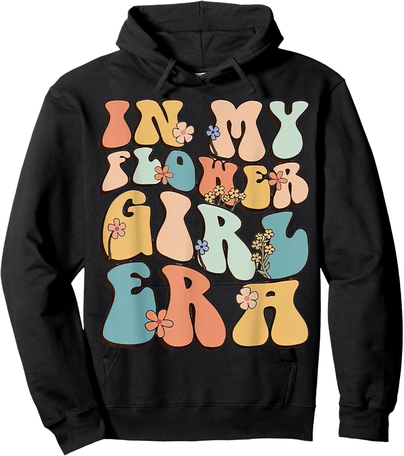 In My Flower Girl Era Retro Groovy Flower Girl Funny Cute Hoodie - Hoodie | Black