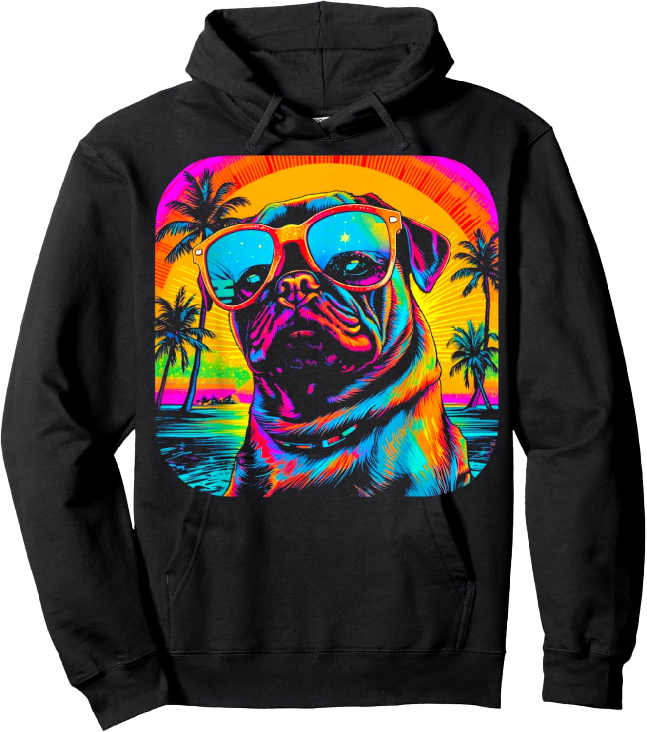 Pug Dog Summer Party Hoodie - Hoodie | Black