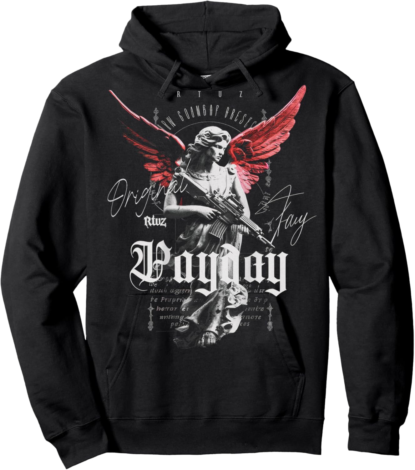 RTUZ Hip Hop Vintage Edgy Urban Y2K Back Print - -Adults-Kids, Black, Small Hoodie - Hoodie | Black