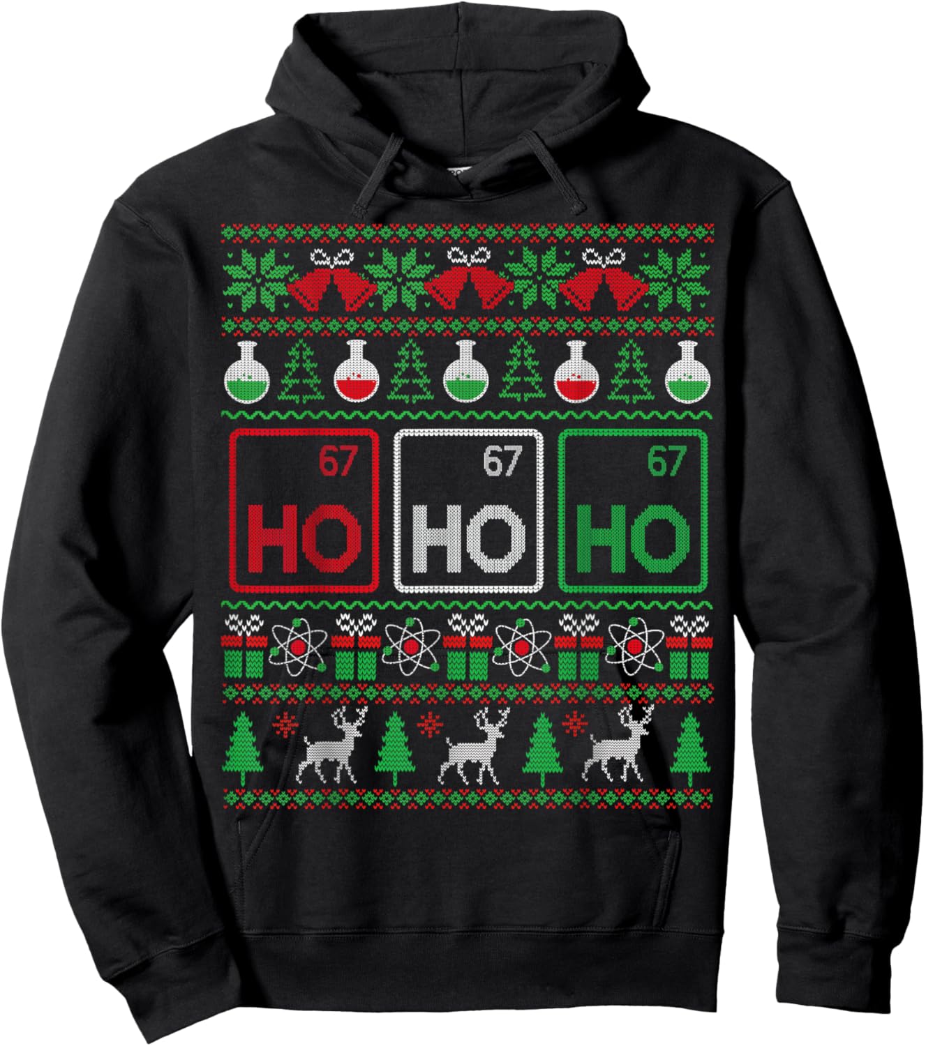 Elemental Holmium Christmas Chemistry Ho Ugly Sweater Hoodie - Hoodie | Black