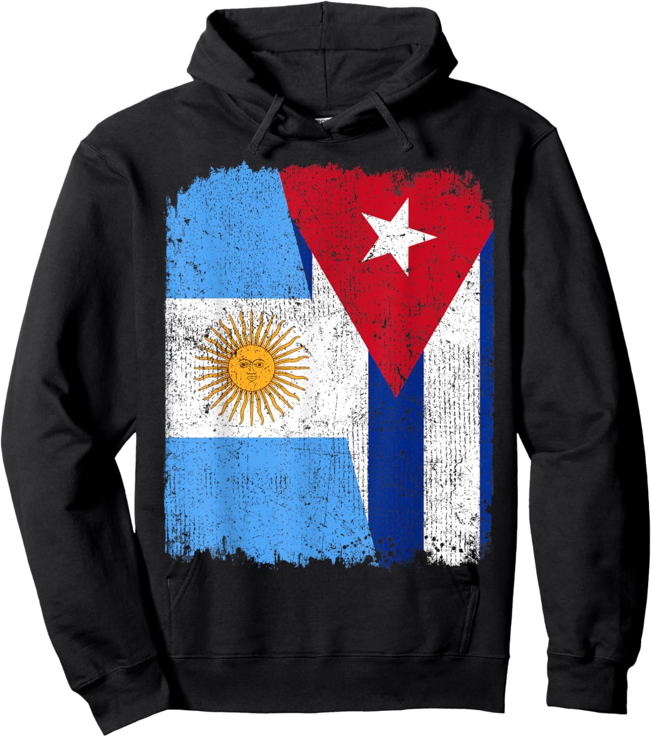Half Argentinian Half Cuban Flag Heritage Pride Roots Hoodie - Hoodie | Black