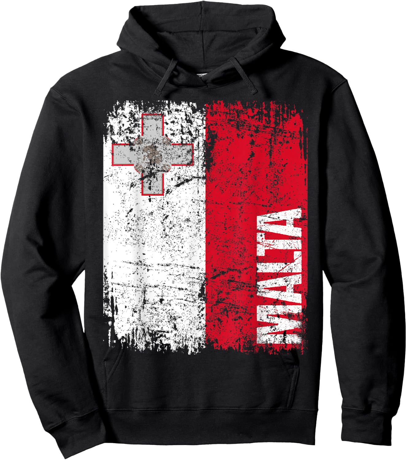MALTA Flag Vintage Distressed MALTA Hoodie - Hoodie | Black
