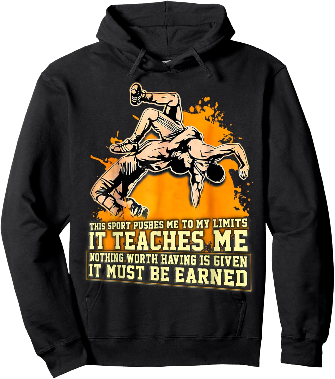 It Must Be Earned Wrestling Sports Wrestle Men Boys Gifts Hoodie - Hoodie | Black