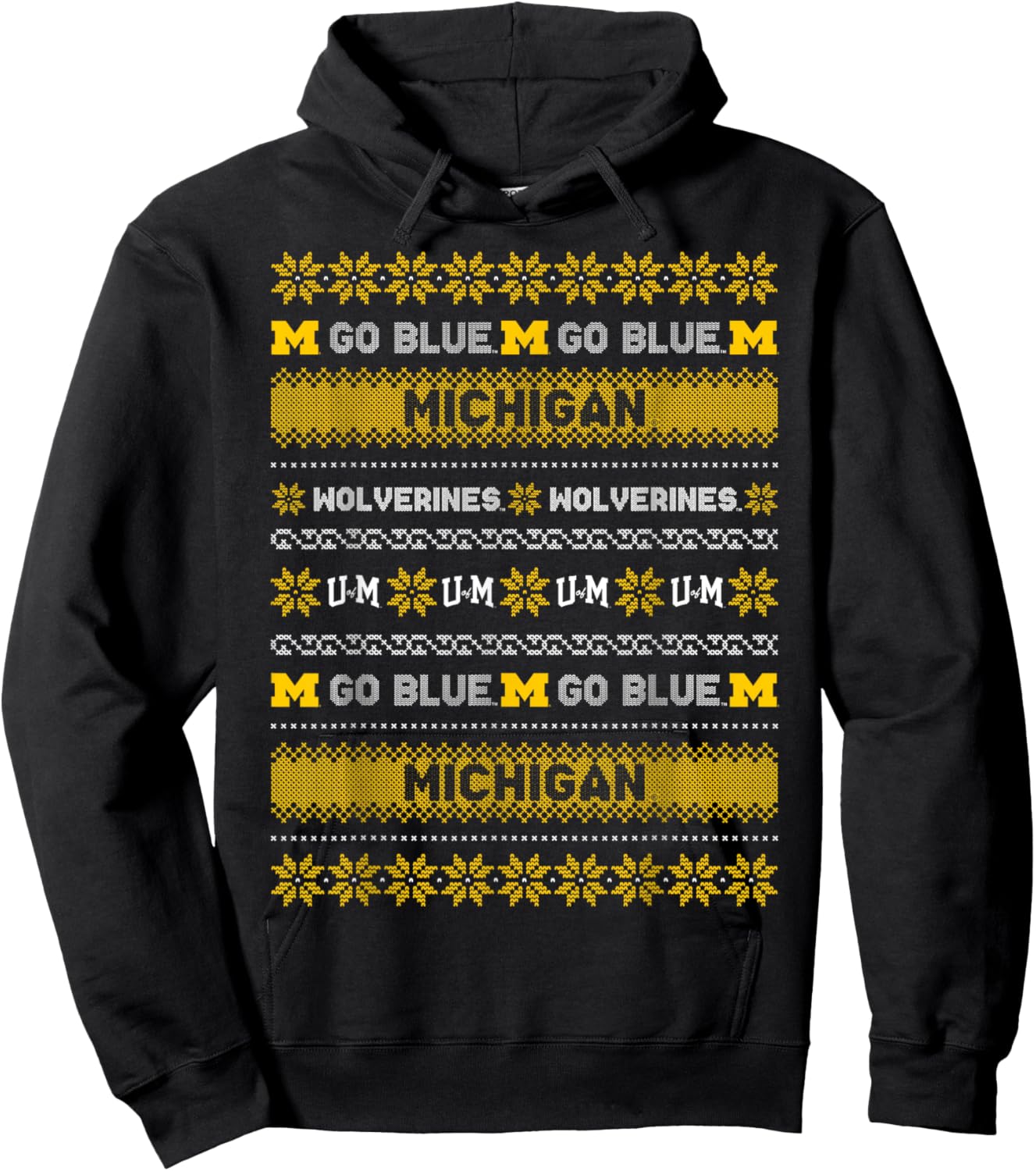 University of Michigan Wolverines Ugly Christmas Sweater Hoodie - Hoodie | Black