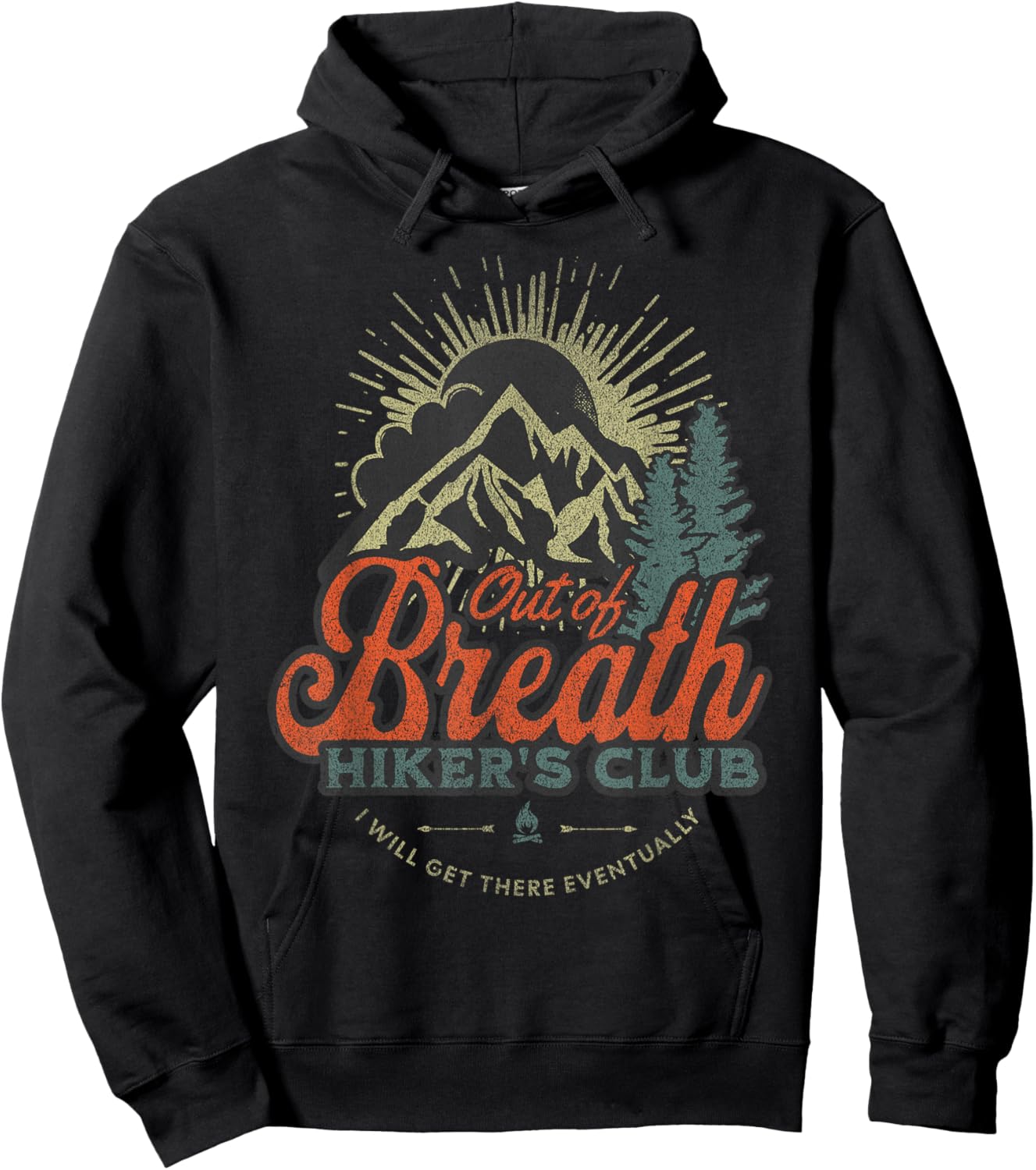 Funny Out of Breath Hiker Club for Slow Hiker Hiking Fan Hoodie - Hoodie | Black