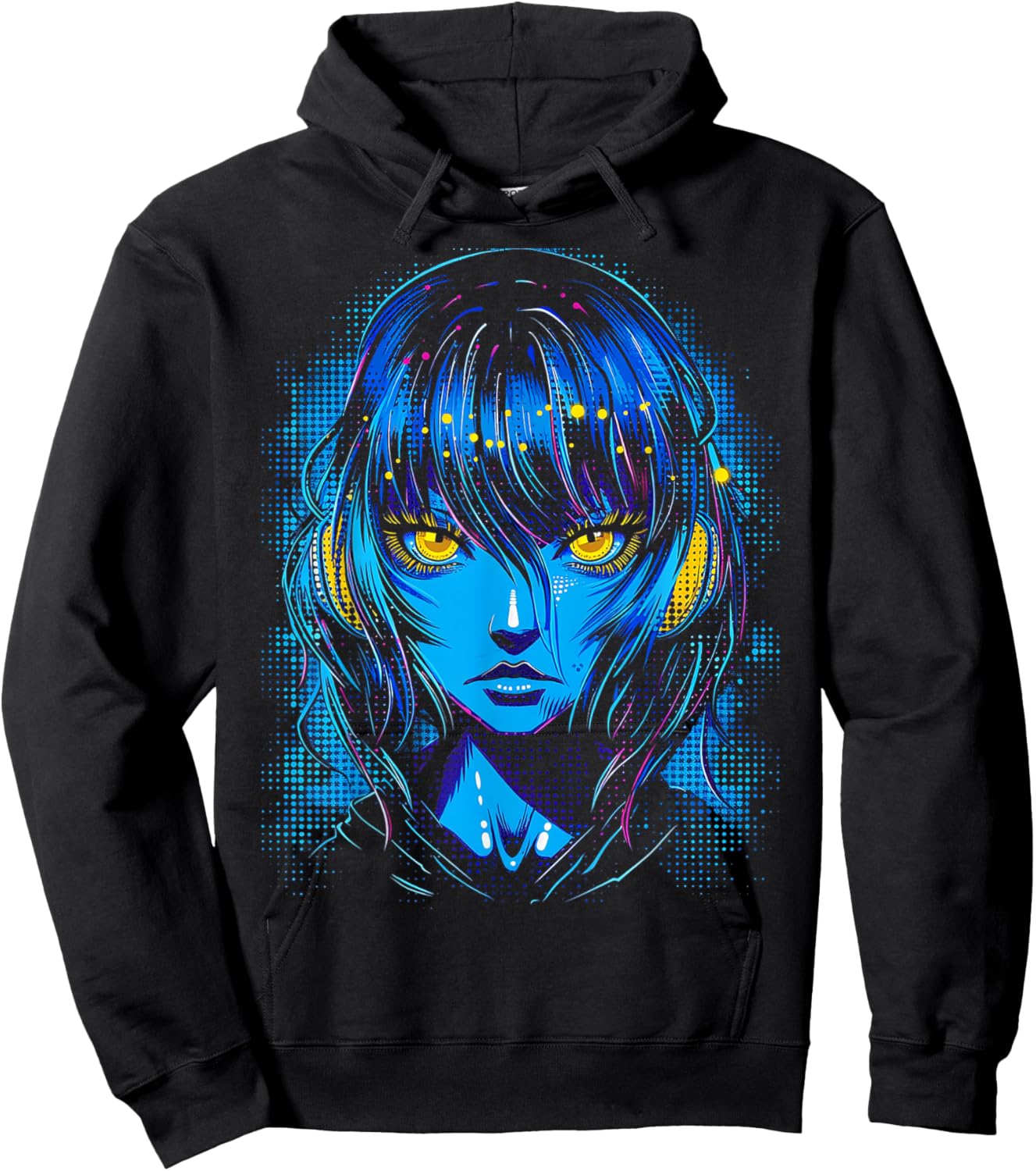 Anime Manga Motif Blue-Eyes Art Anime Hoodie - Hoodie | Black