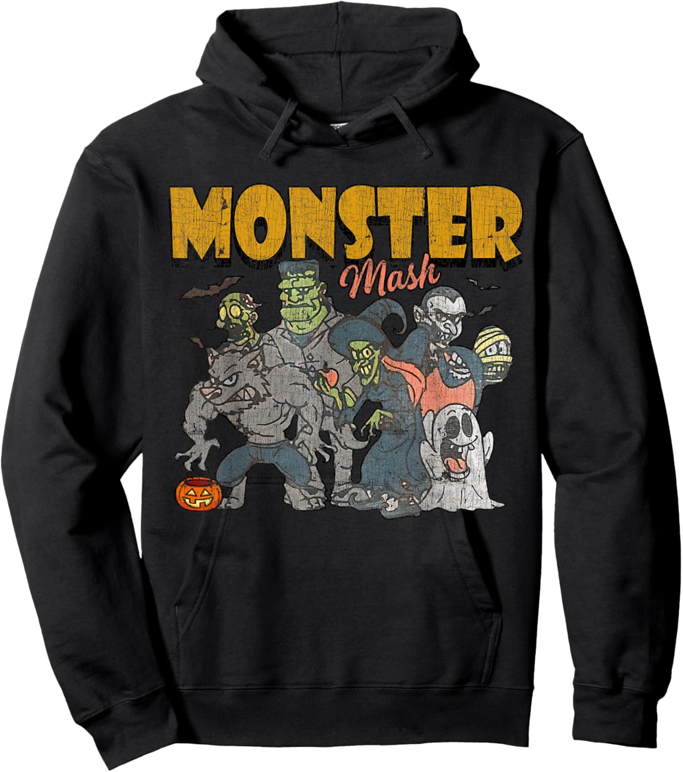 Monster Mash Vintage Ghost Halloween Funny Hoodie - Hoodie | Black