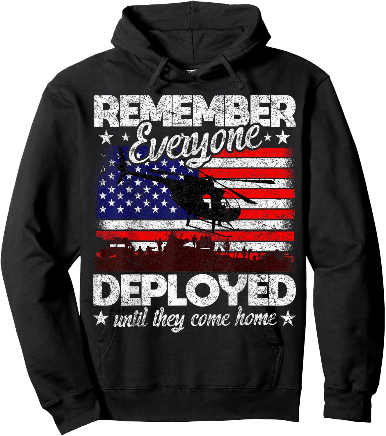 Memorial Day Gift Military Vintage Men RED Friday Remember Everyone Deployed Army US Flag Hoodie - Hoodie | Black