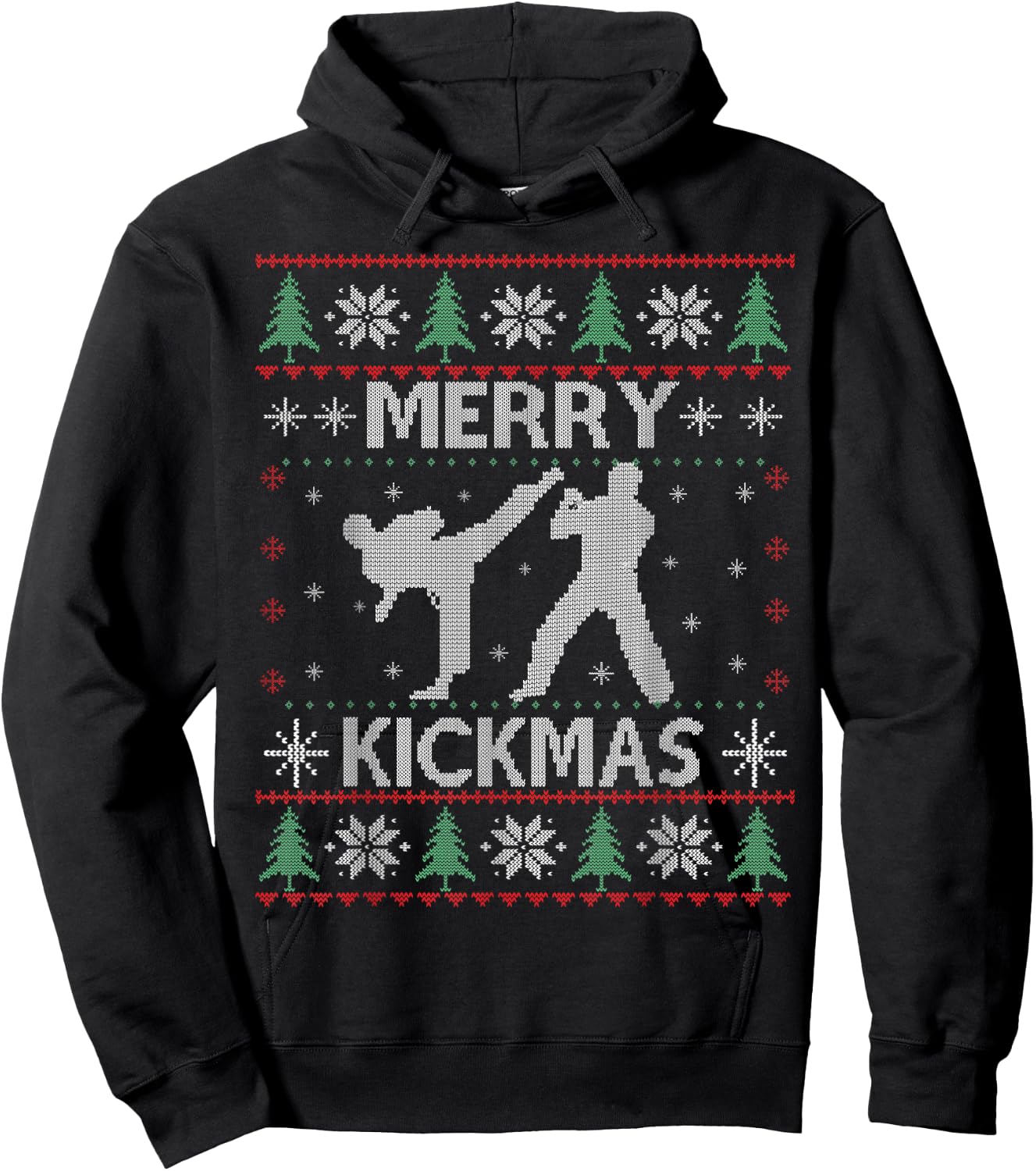 Merry Kickmas Taekwondo Christmas Ugly Sweater Xmas Funny Hoodie - Hoodie | Black