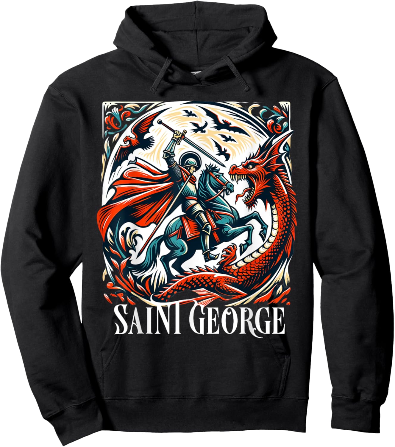 Saint George and the Dragon England Catholic Hoodie - Hoodie | Black