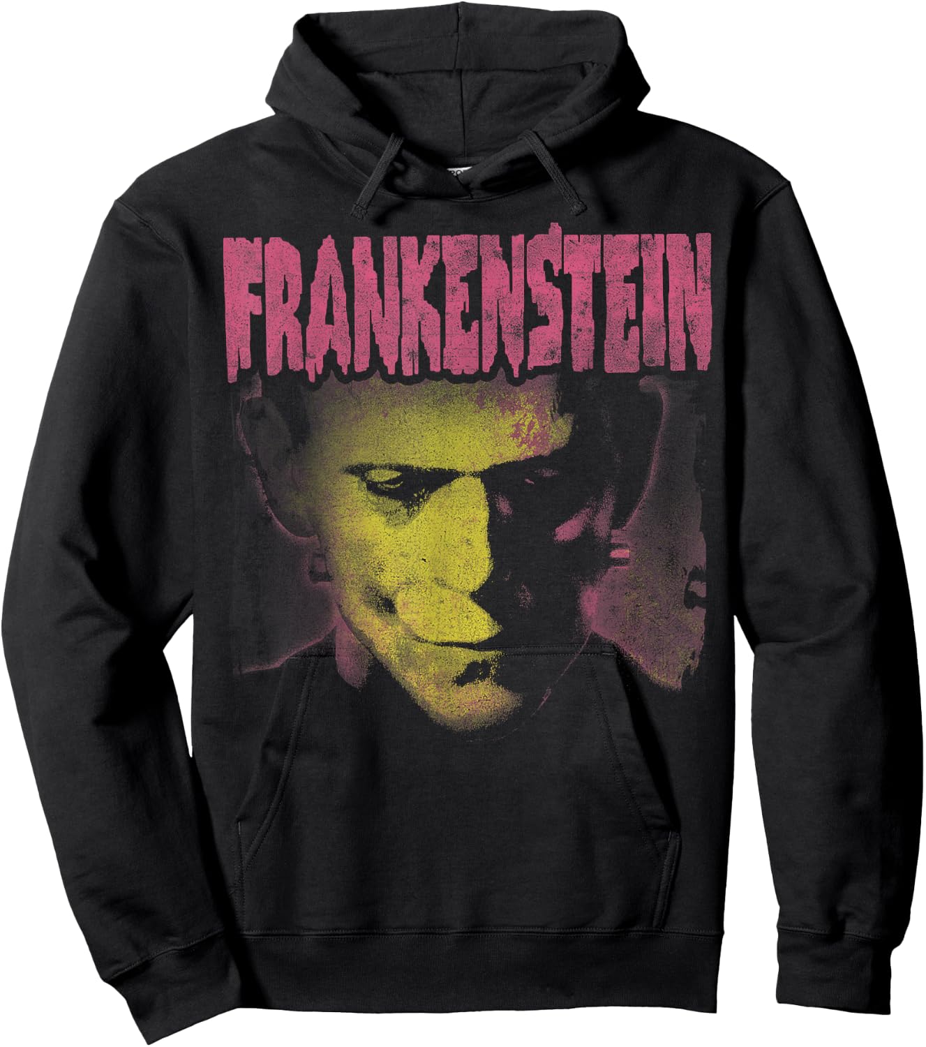 Universal Monsters Frankenstein Pink Splatter Portrait Hoodie - Hoodie | Black