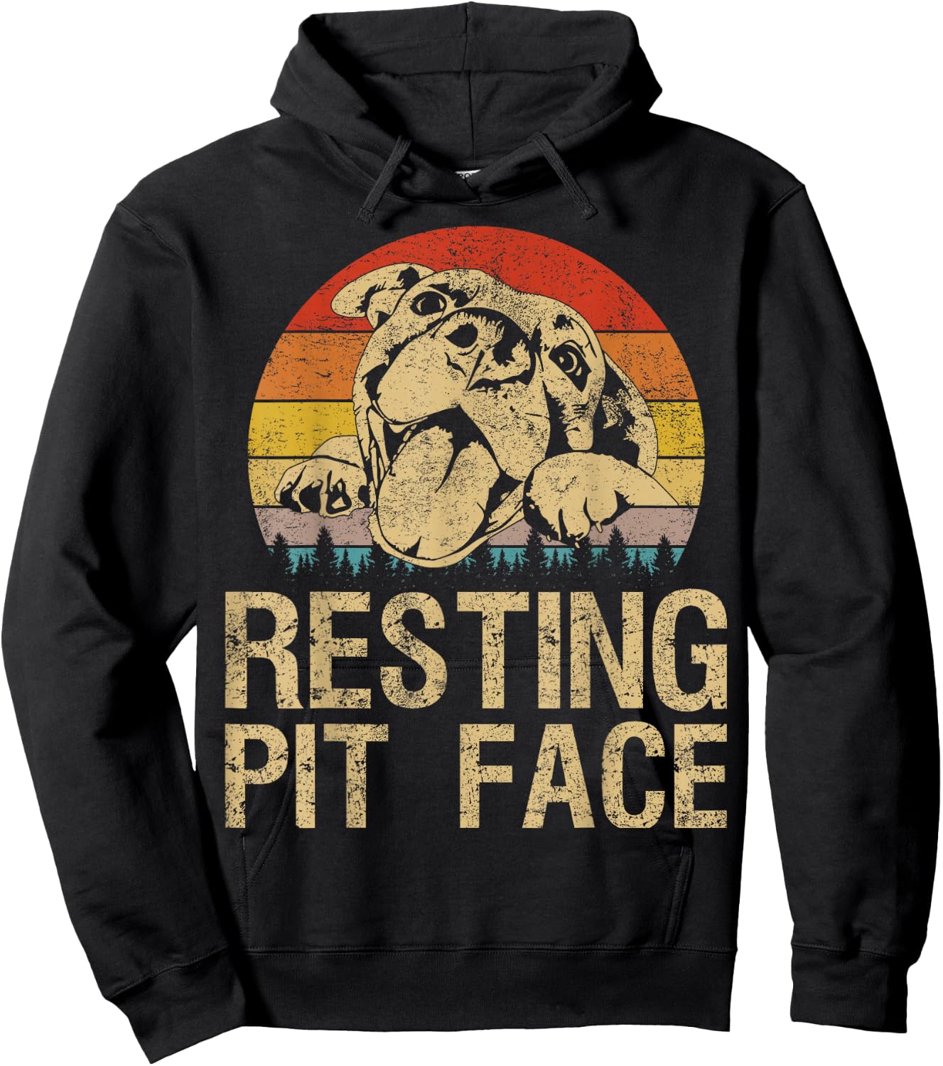 Vintage Pitbull Resting Pit Face - Funny Pitbull Lovers Hoodie - Hoodie | Black