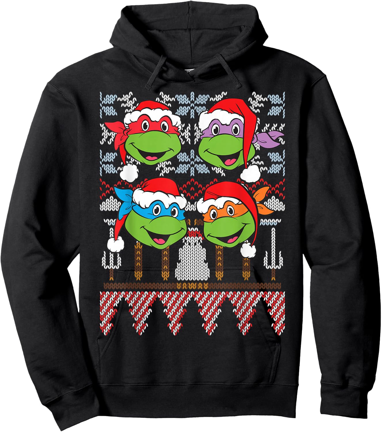 TMNT Ugly Xmas Sweaters All Turtles Hoodie - Hoodie | Black