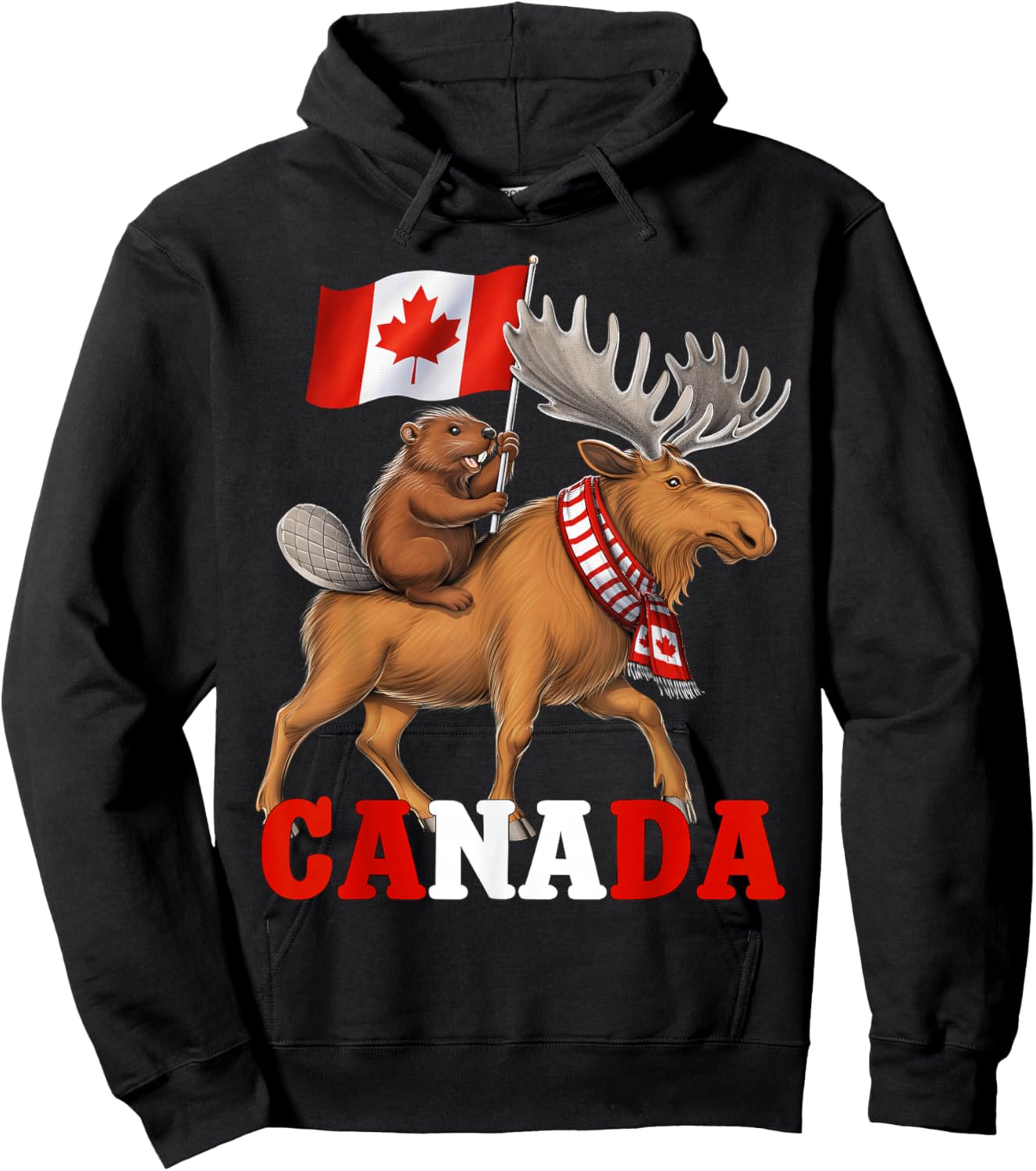 Kanada Biber Elch Kanadische Flagge Stolzer Kanadier Hoodie - Hoodie | Black