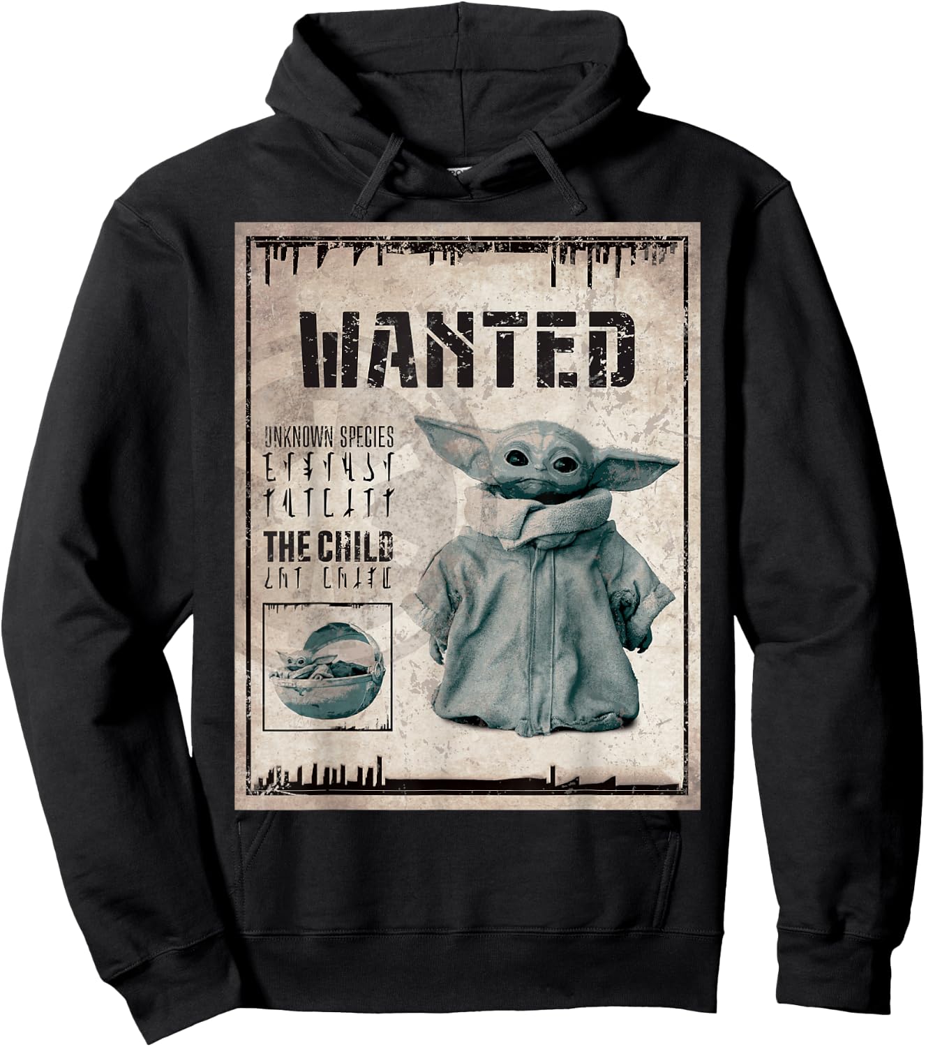 Star Wars The Mandalorian The Child Wanted Poster Hoodie - Hoodie | Black