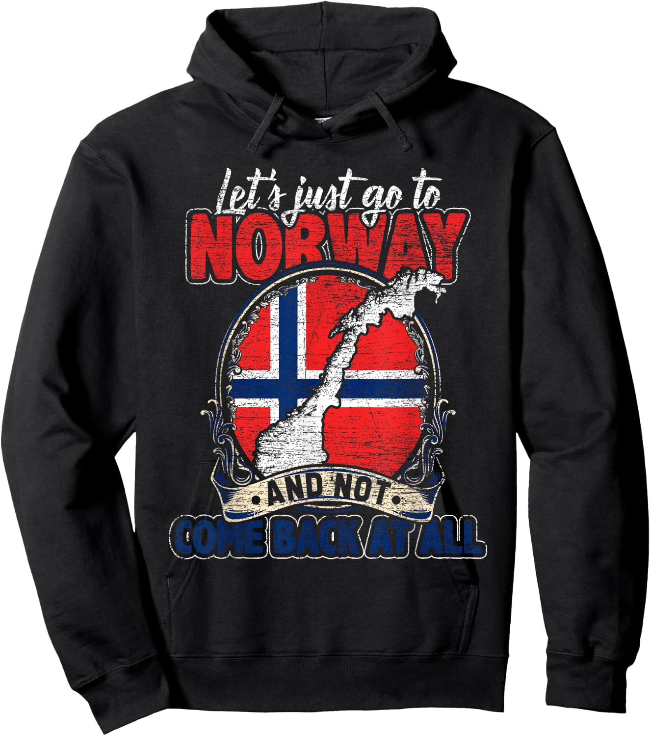 Vintage Norwegian Flag - Let's Just Go To Norway Hoodie - Hoodie | Black