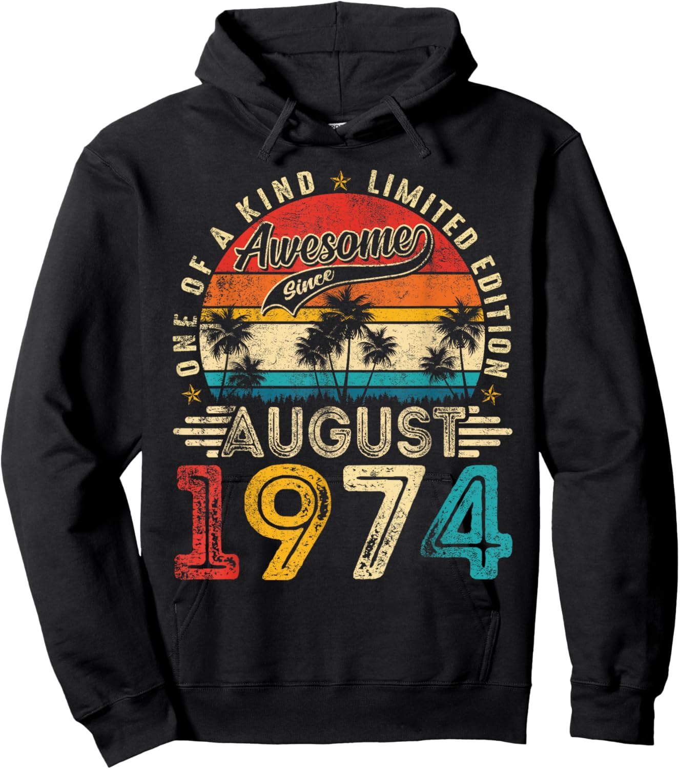 Awesome Since August 1974 Vintage Retro 50th Birthday Men Hoodie - Hoodie | Black