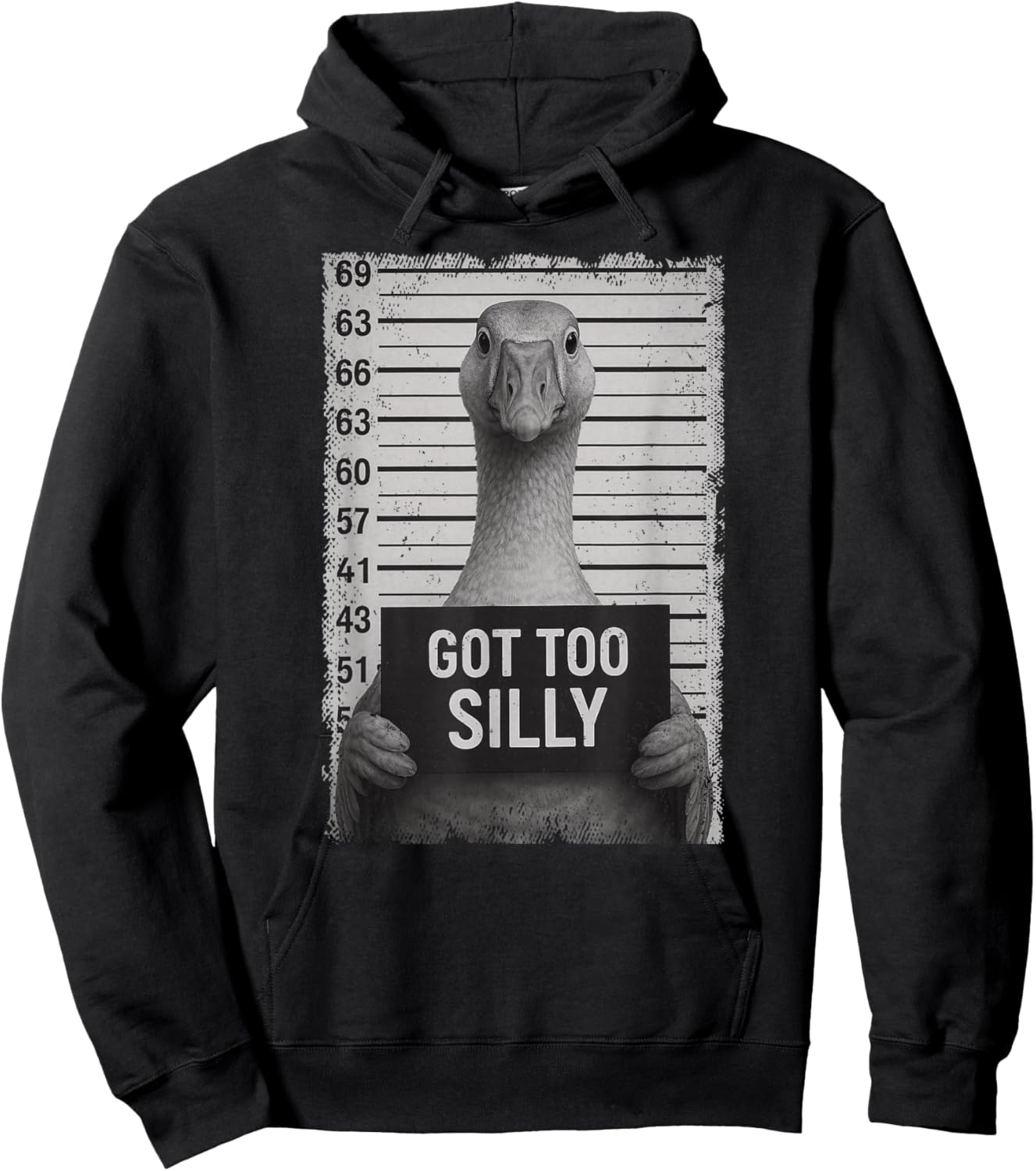 Funny Goose Got Silly Meme Animal Lover Mugshot Boys Girls Hoodie - Hoodie | Black