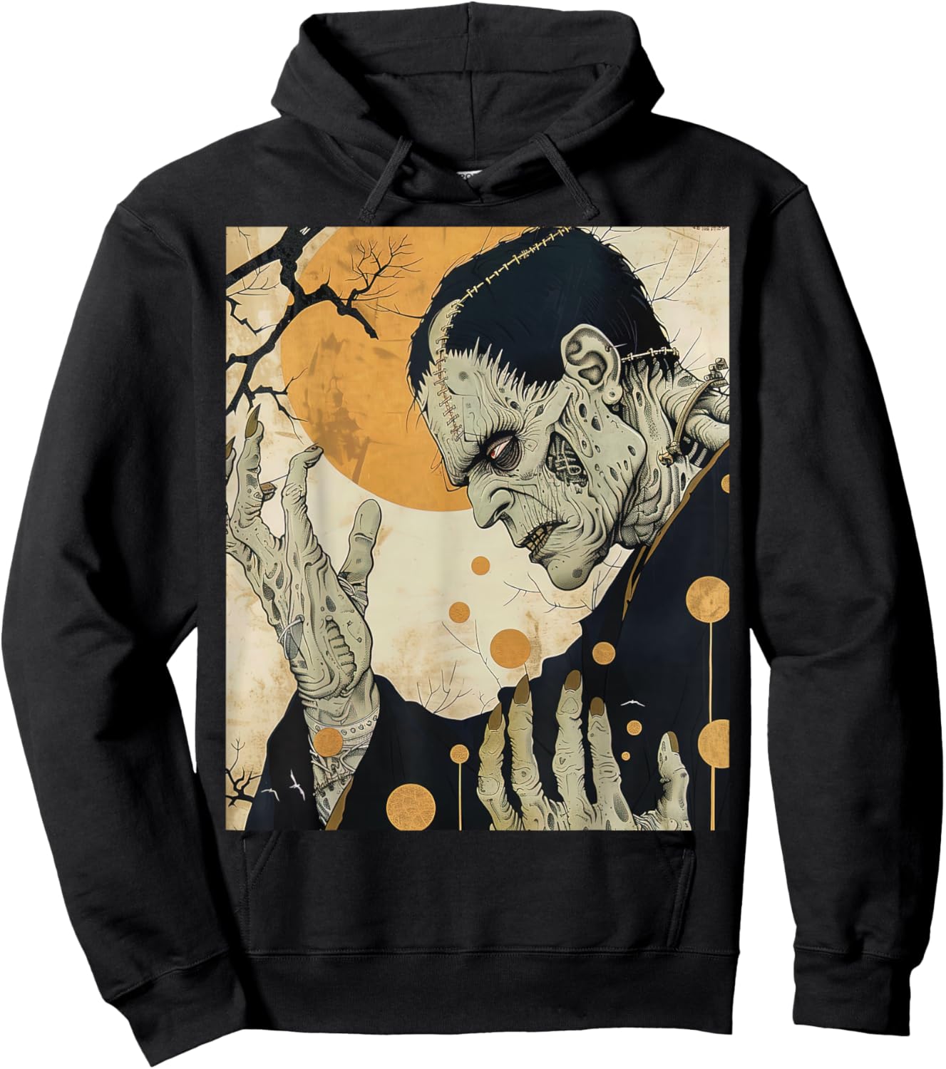 Frankenstein Horror Halloween Retro Vintage Hoodie - Hoodie | Black