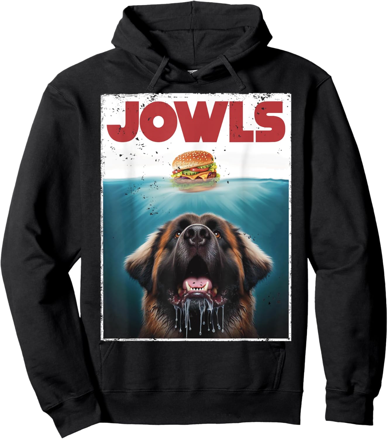 Funny Leonberger Jowls Burger, Gentle Giant Dog Mom, Dog Dad Women Girls Kids Hoodie - Hoodie | Black