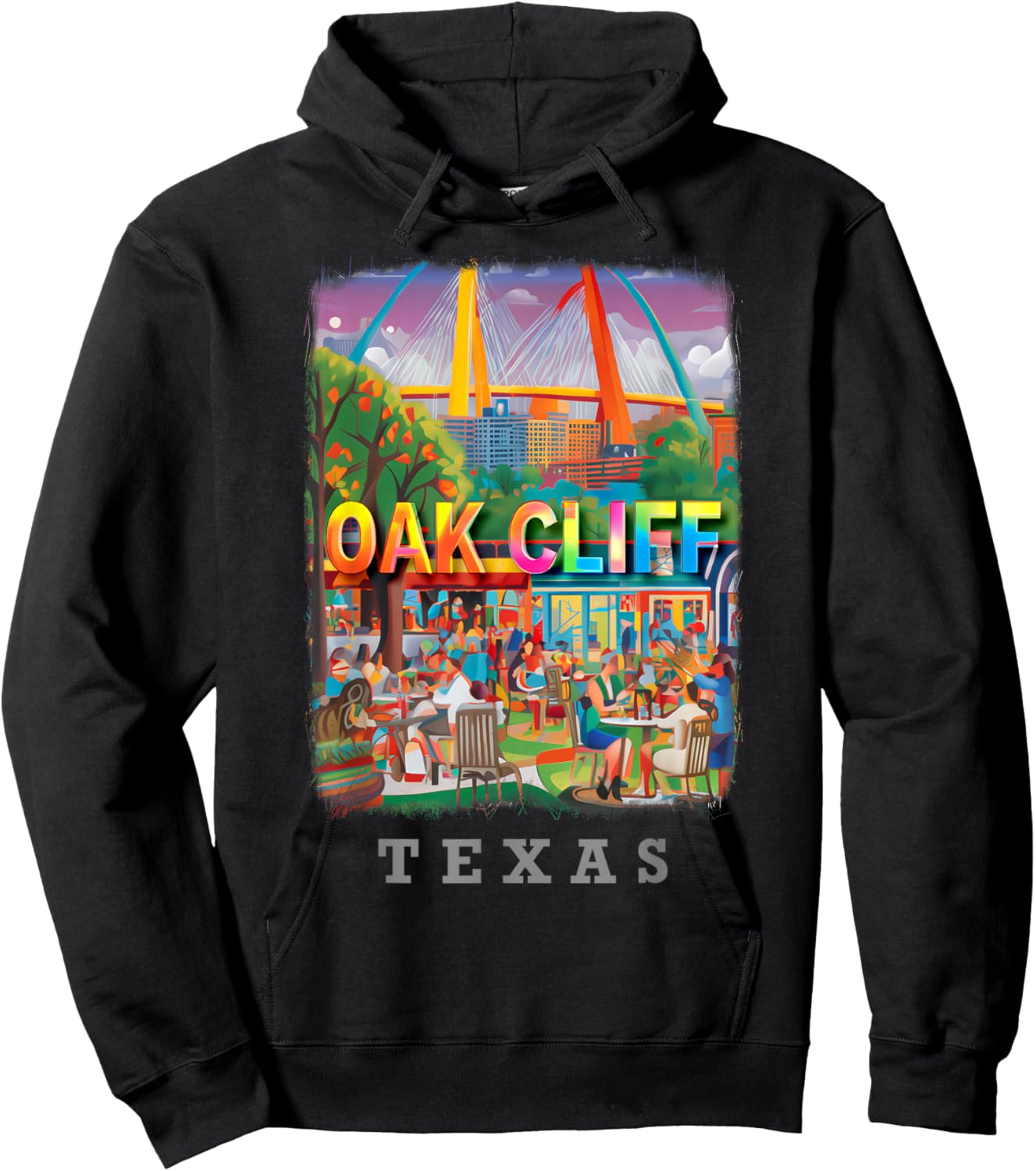 Oak Cliff Texas TX Vibrant Downtown SD725 Hoodie - Hoodie | Black