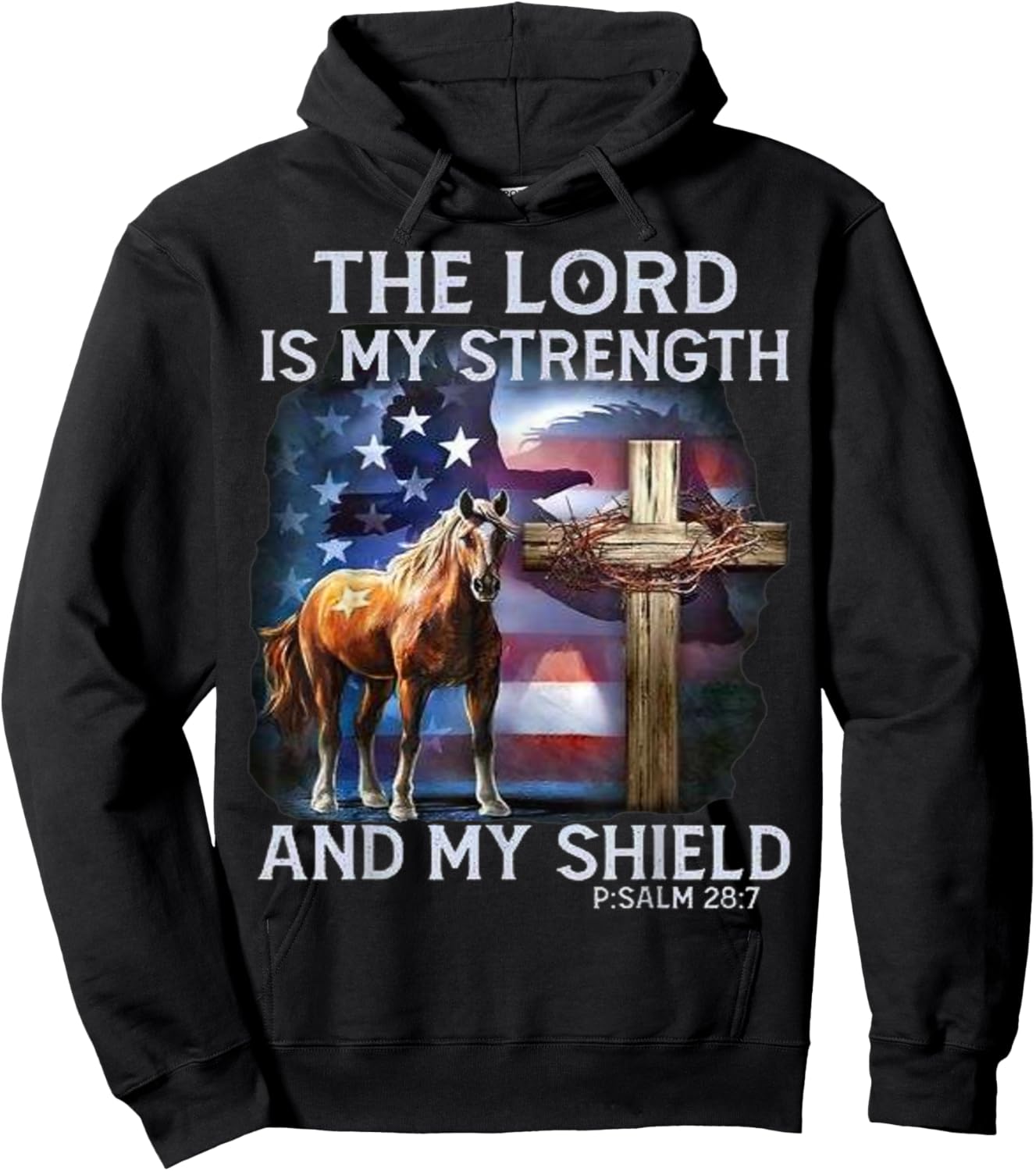 The Lord is my strength and my shield Psalm 28:7 Hoodie - Hoodie | Black